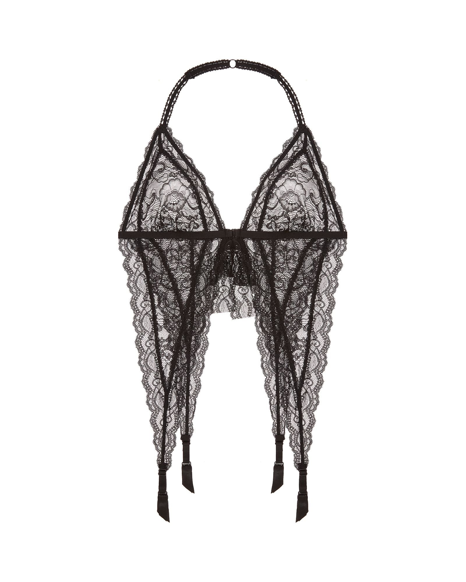 Aubade Boite A Desir Triangle Bra with Suspenders in black