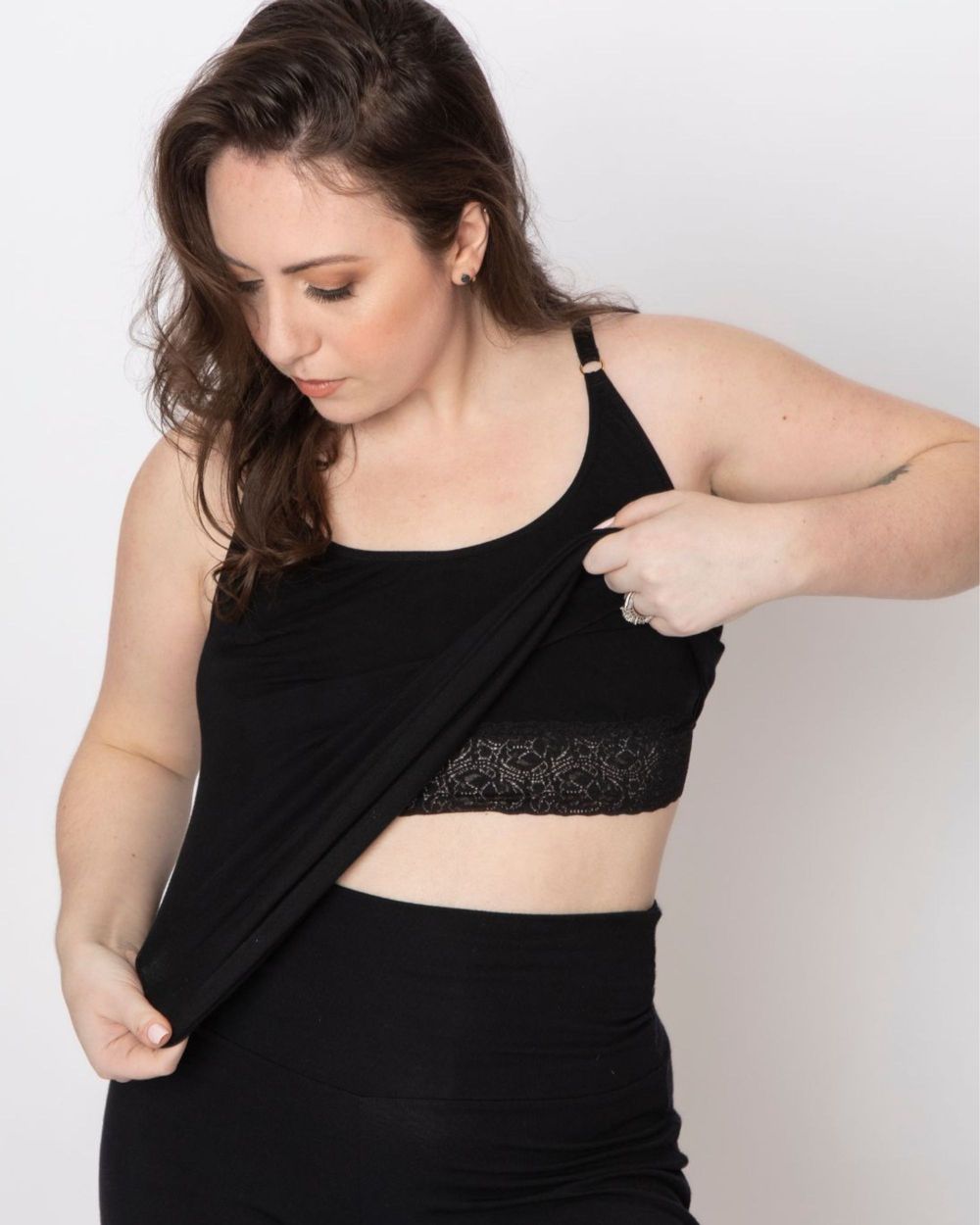 AnaOno Cecile Pocketed Modal Shelf Bra Cami in black