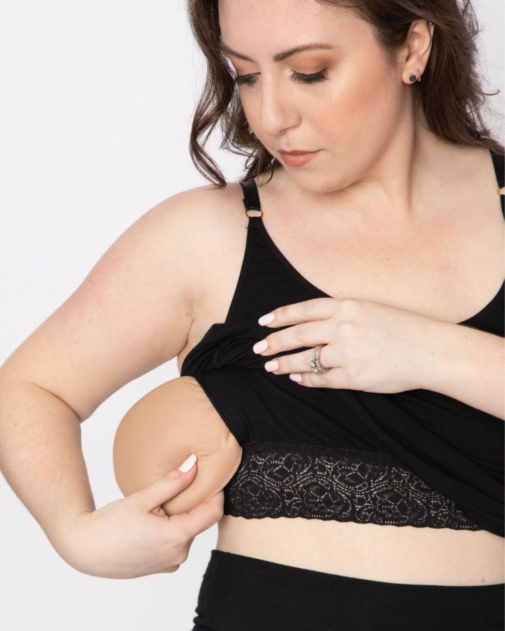 AnaOno Cecile Pocketed Modal Shelf Bra Cami in black