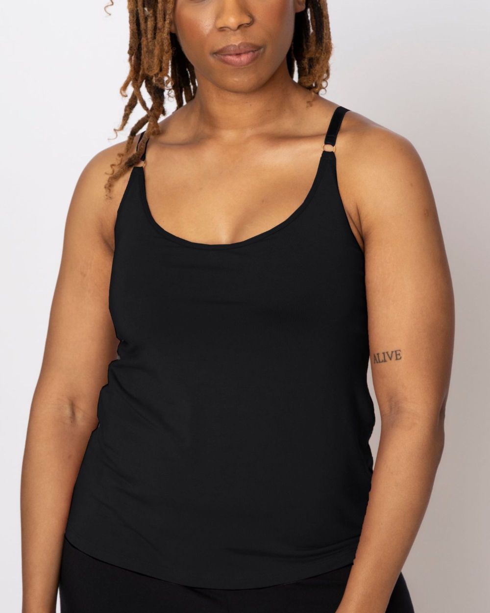 AnaOno Cecile Pocketed Modal Shelf Bra Cami in black