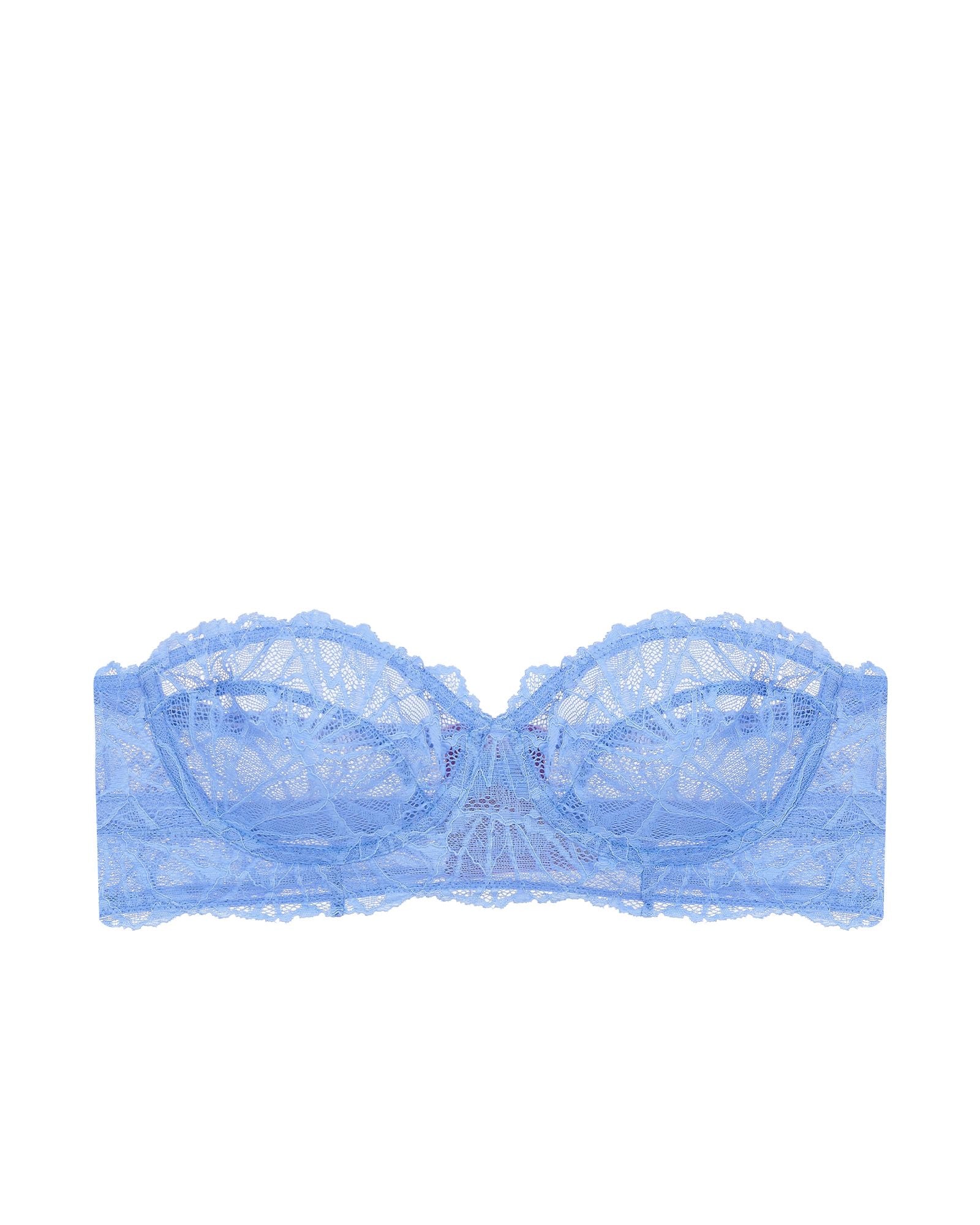 Dora Larsen Lena Graphic Lace Strapless Bra in blue
