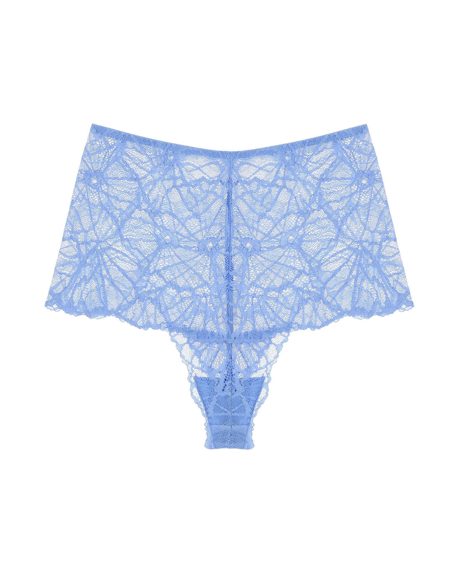 Dora Larsen Lena Graphic Lace High Waist Thong in blue