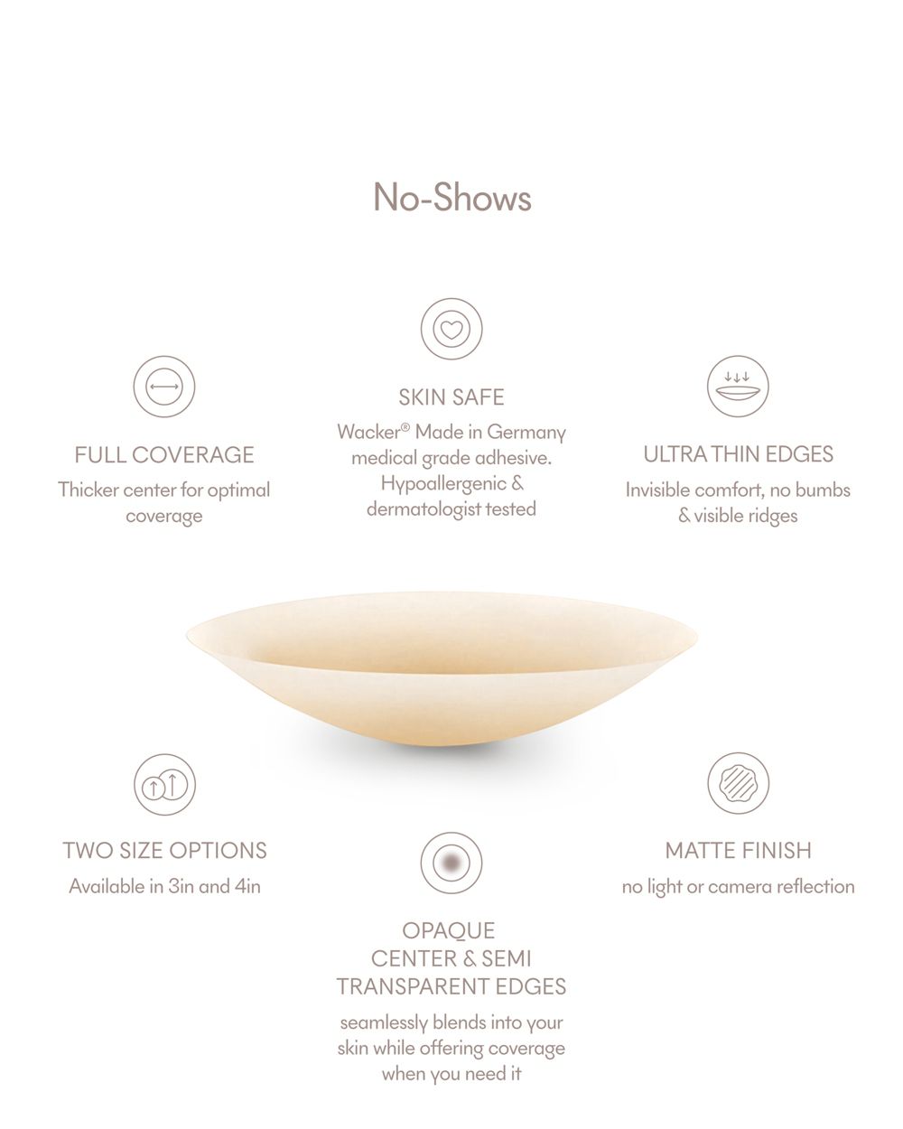 Nood No Show Round Nipple Covers in brown