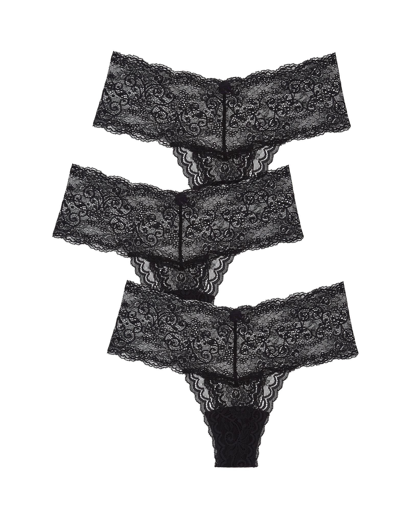 Journelle Sapna Mid-Rise Thong 3 Pack in black