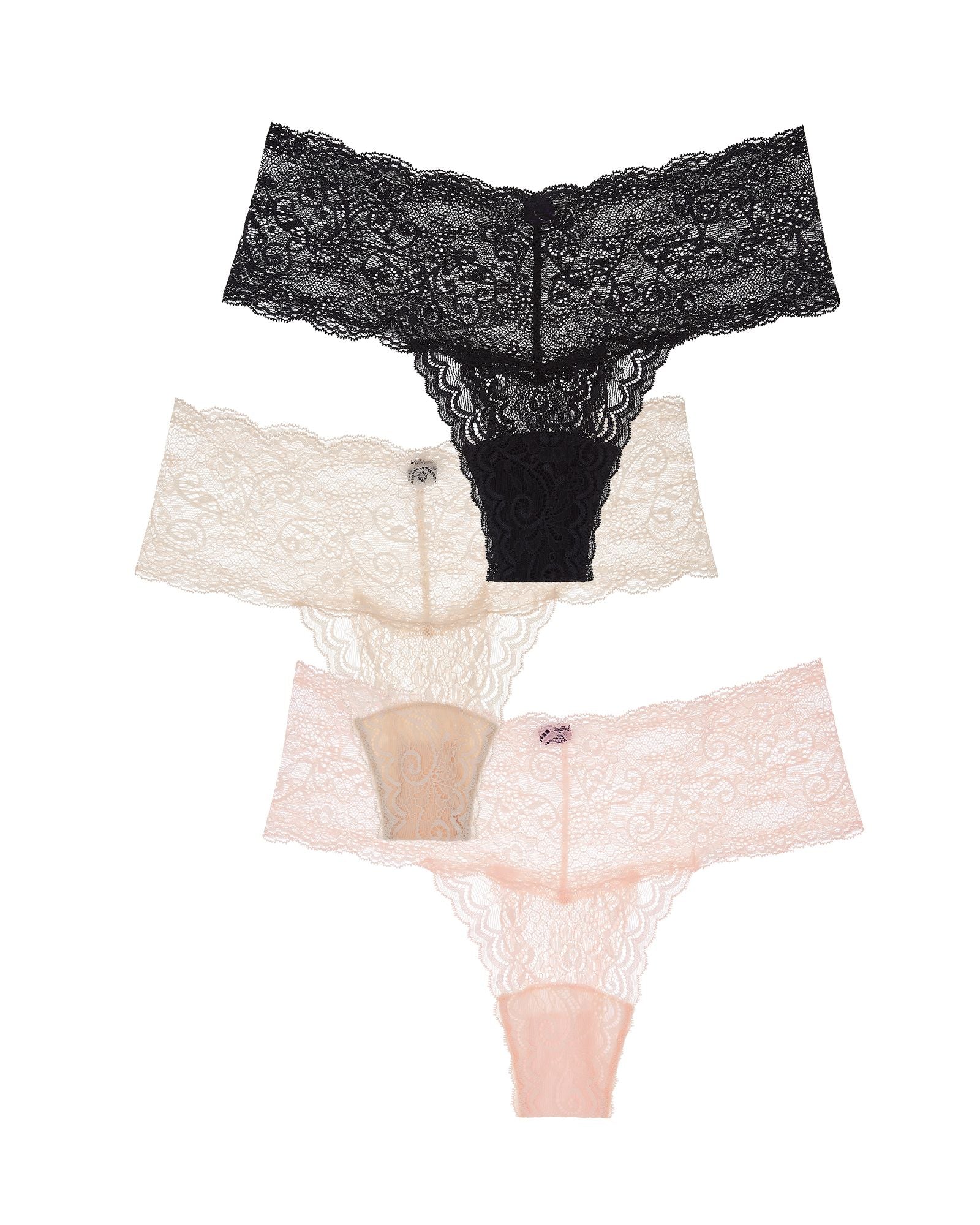 Journelle Sapna Mid-Rise Thong 3 Pack in black