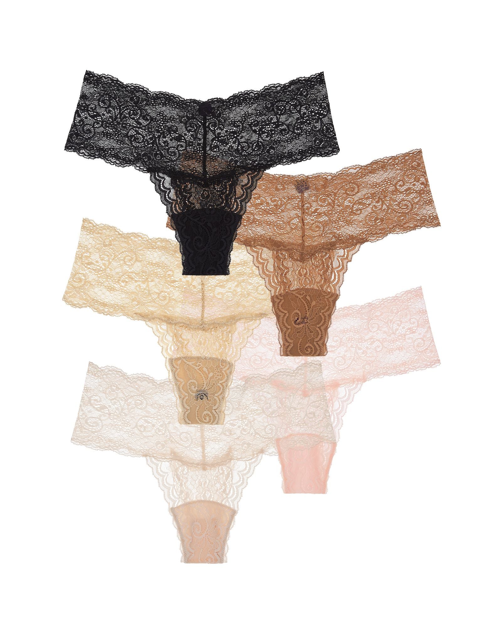 Journelle Sapna Mid-Rise Thong 5 Pack in beige