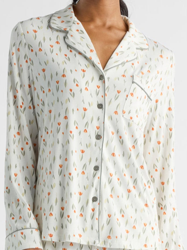 Women's Bamboo Stretch-Knit Long Sleeve Pajama Top (Collective) in blue - lifestyle | Cozy Earth