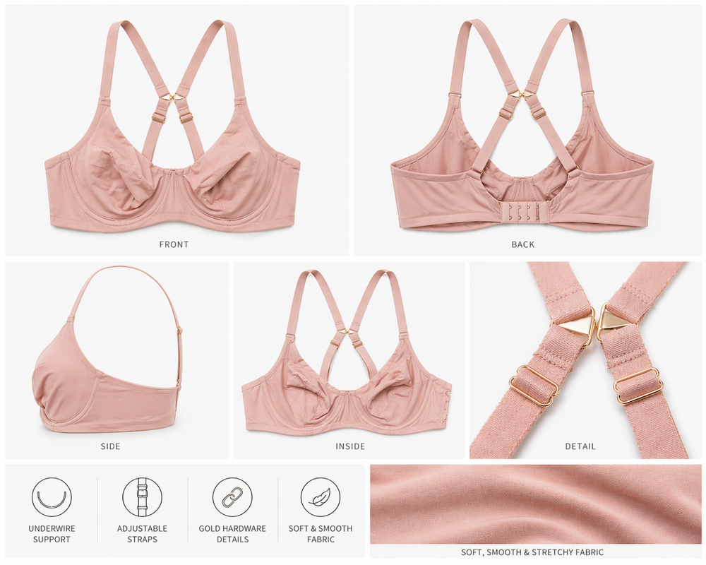 ☁️FOS-B20 Lightweight Microfiber Comfort Bra in pink | huit-lingerie