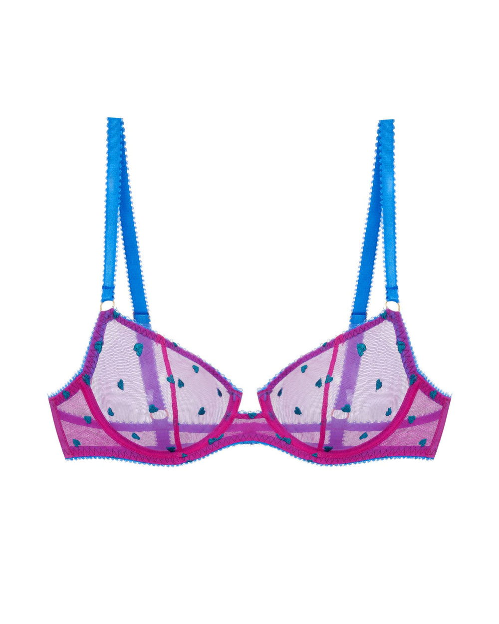 Dora Larsen Mabel Heart Embrodiered Underwire Bra in purple
