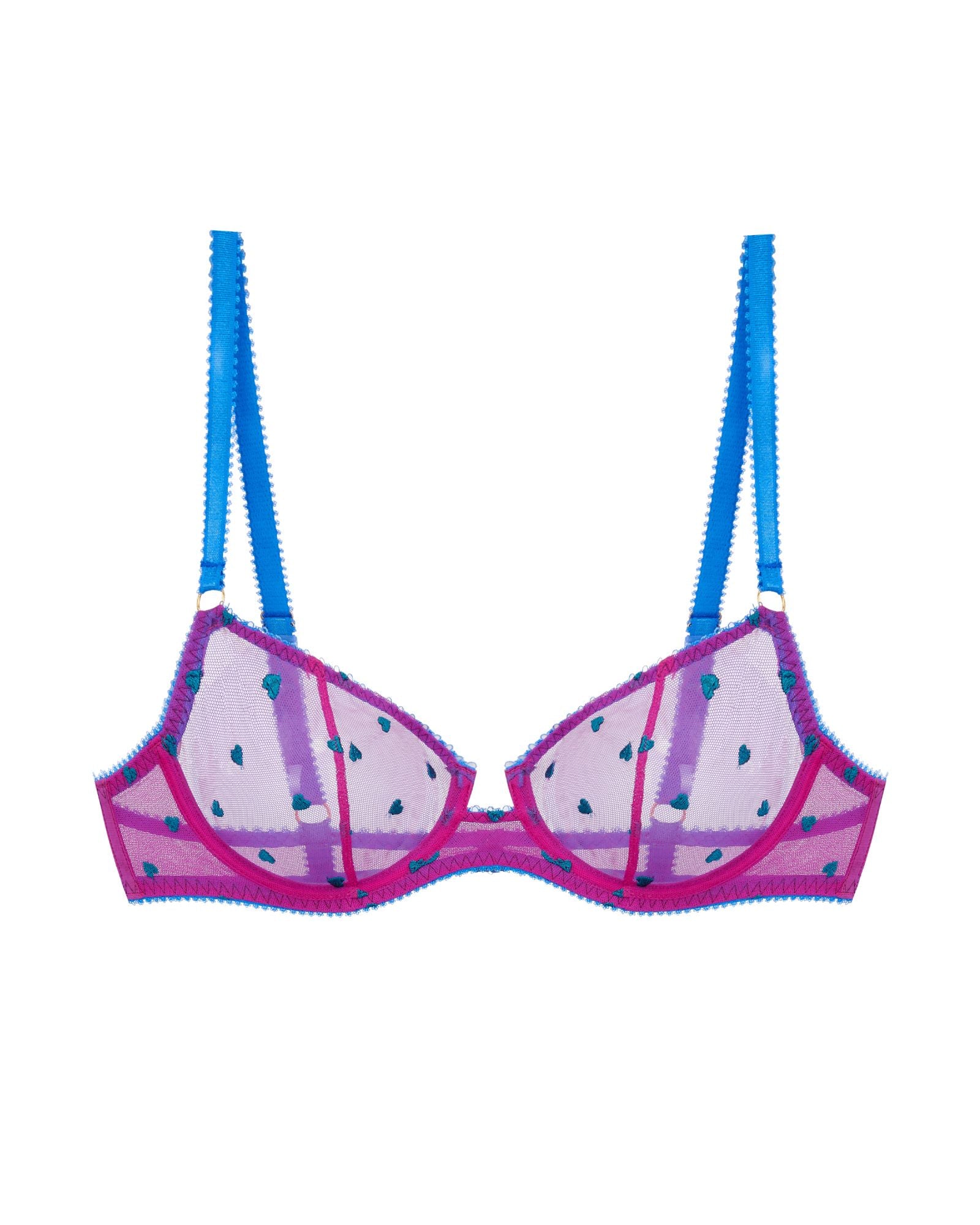 Dora Larsen Mabel Heart Embrodiered Underwire Bra in purple