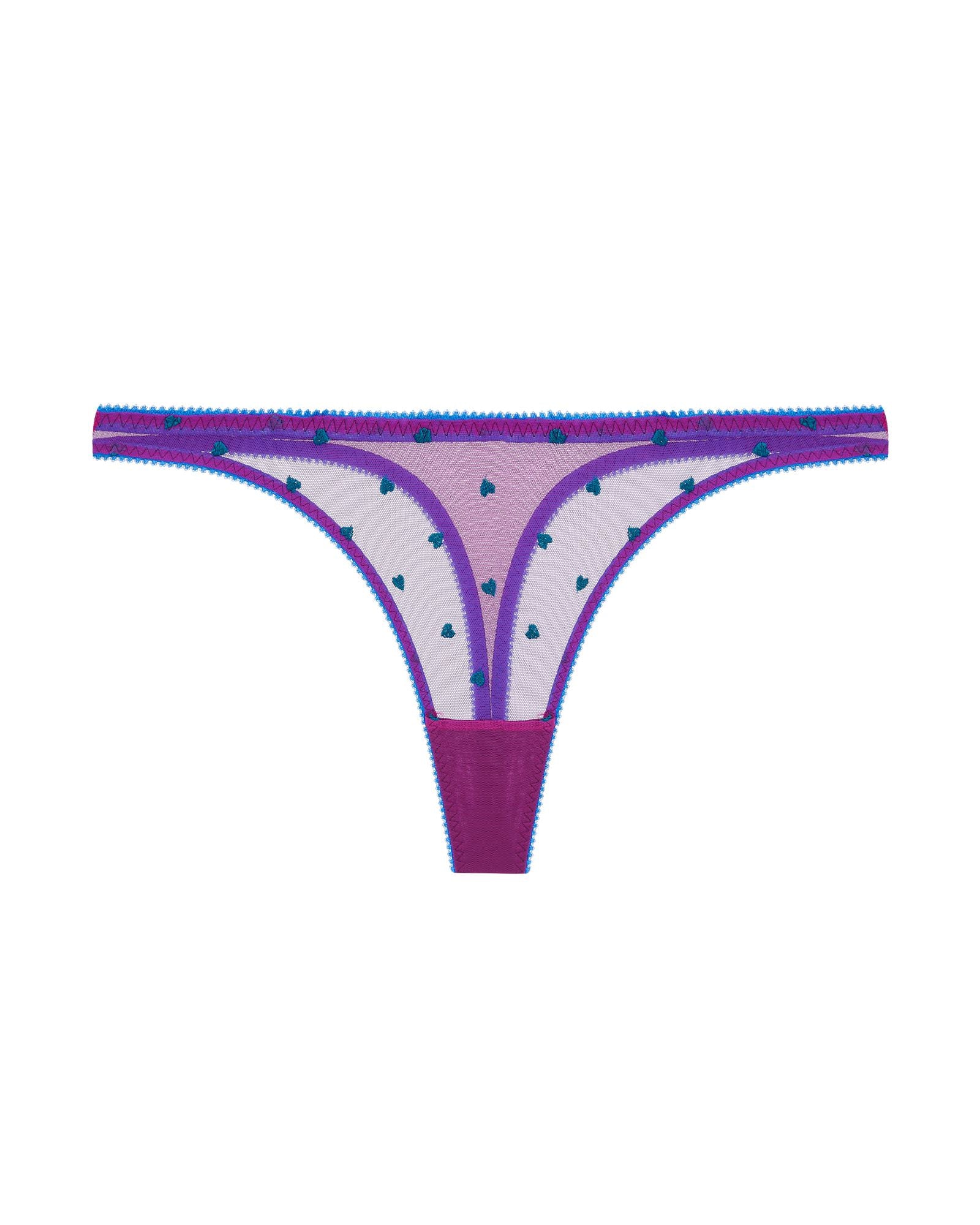 Dora Larsen Mabel Heart Embrodiered Thong in purple
