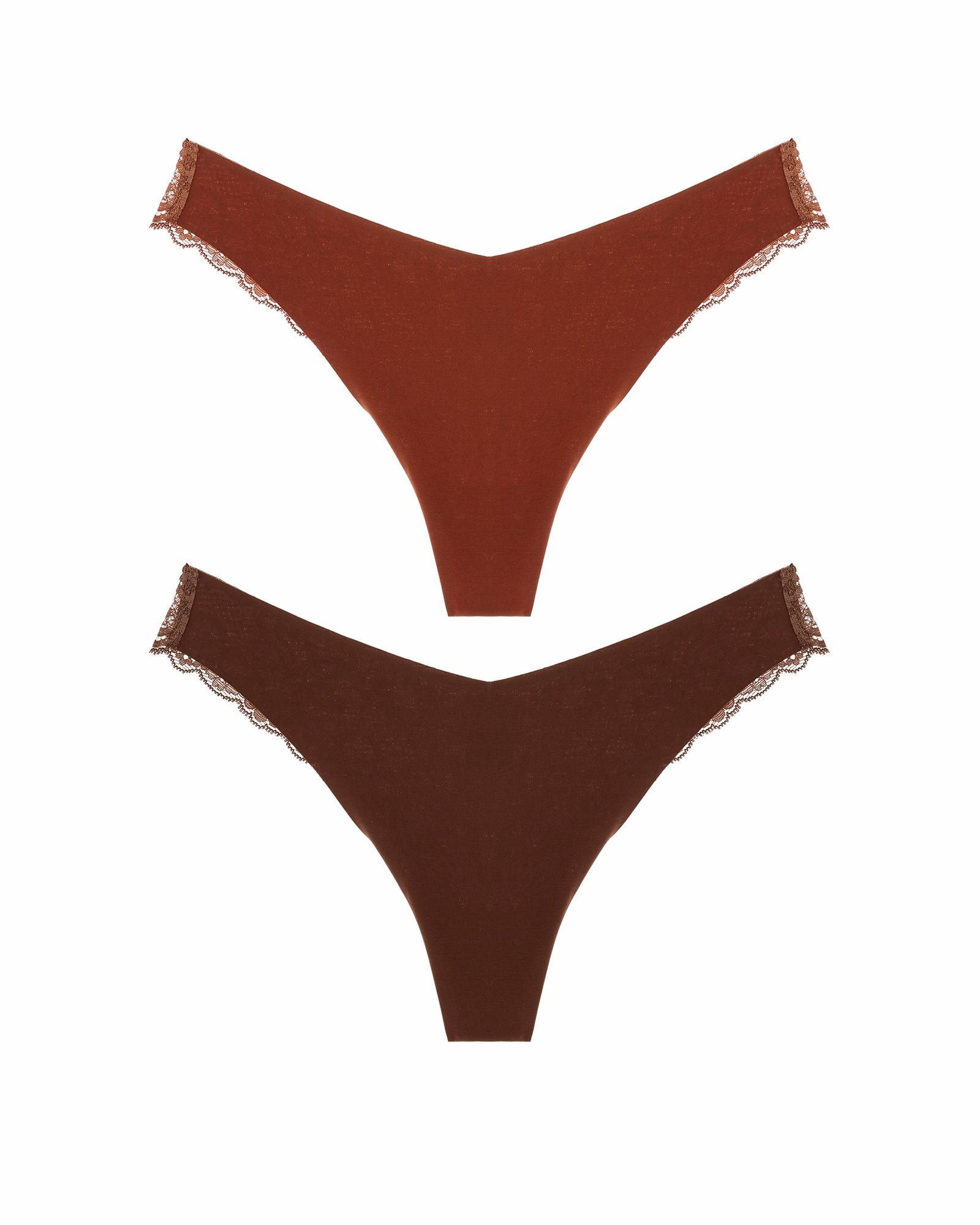 Journelle Estelle Cotton Thong 2 Pack in brown