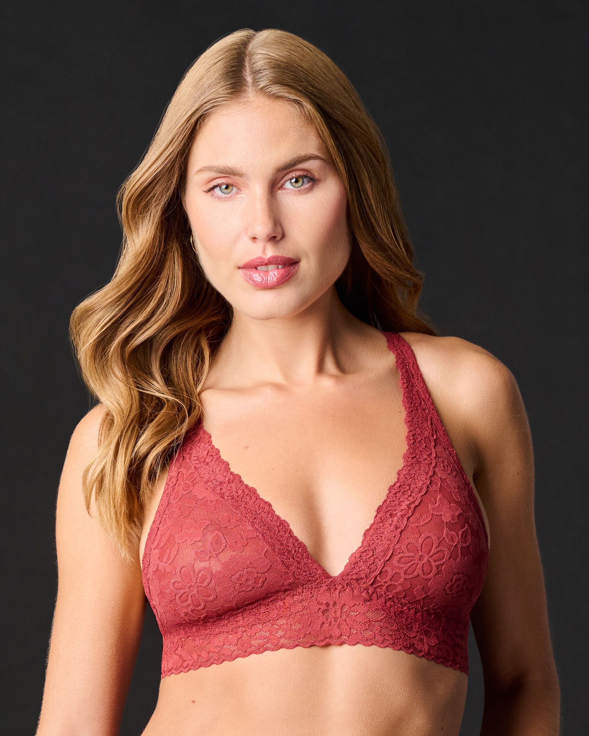 Journelle Lace Plunge Bralette in red