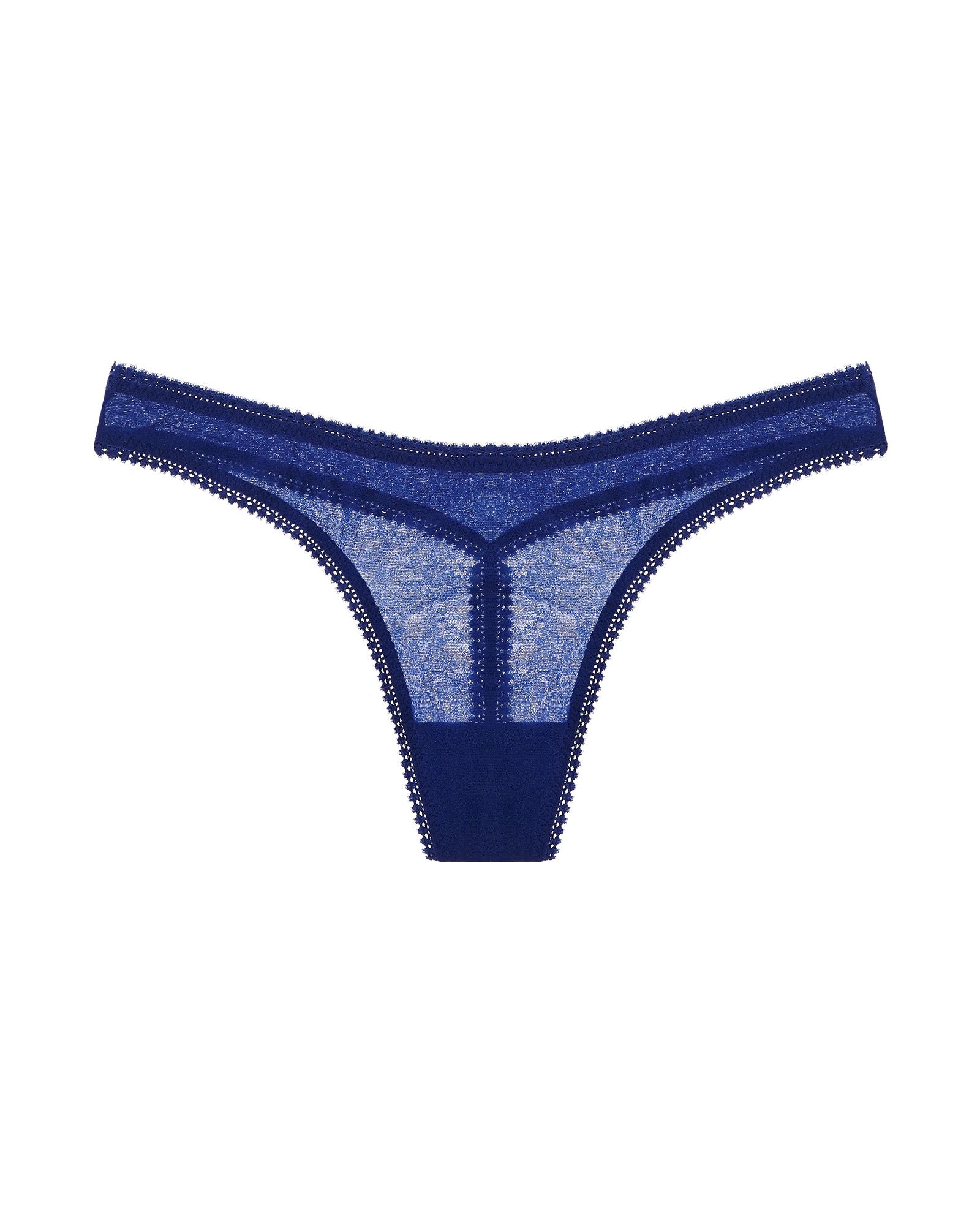 OnGossamer Solid Mesh Hip-G Thong in blue