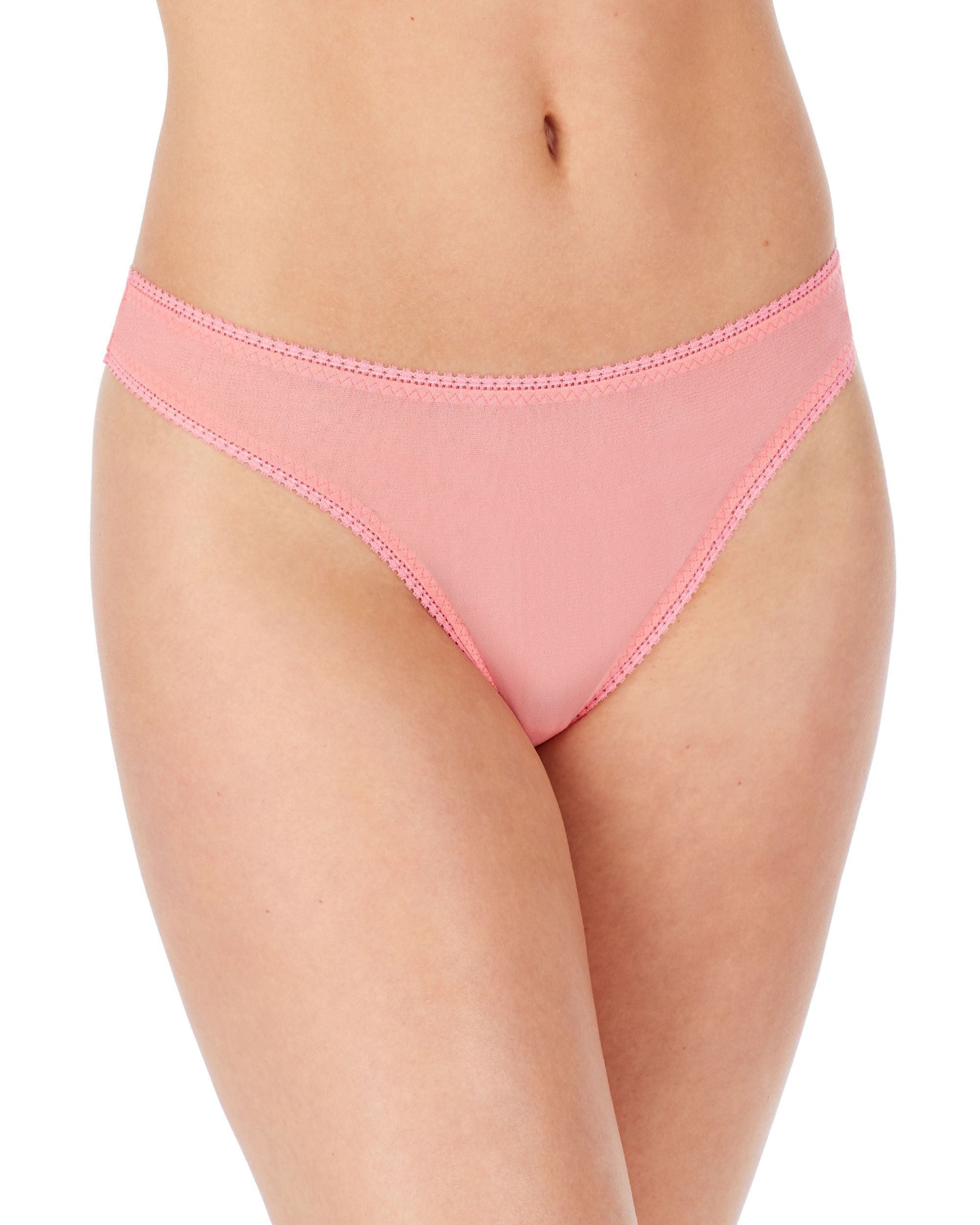 OnGossamer Solid Mesh Hip-G Thong in pink
