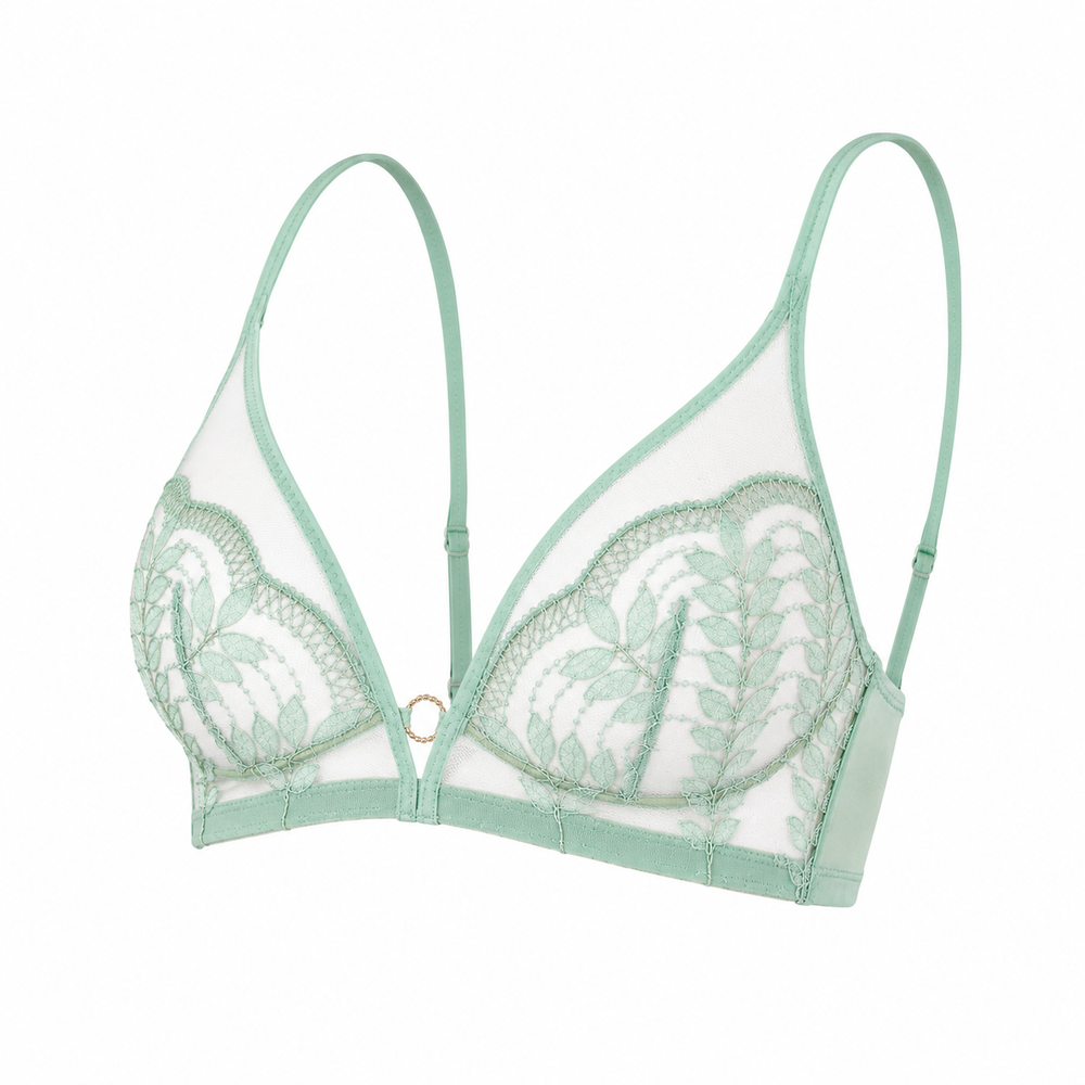 AML-B1 - Amélie wireless Bralette in green | huit-lingerie
