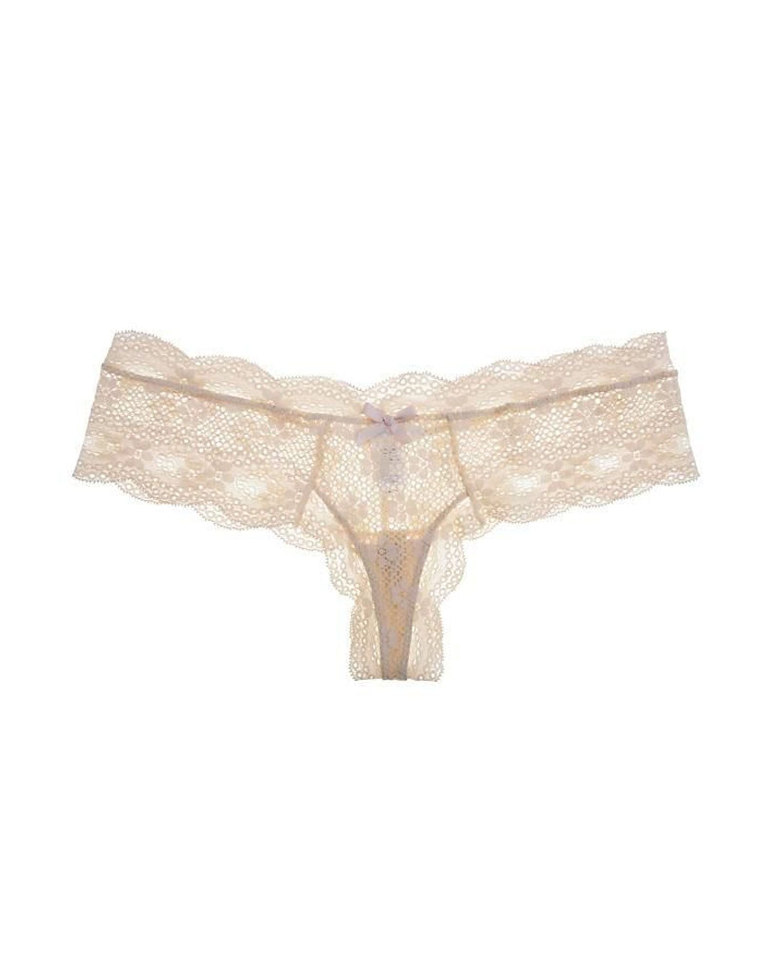 Eberjey India Lace Low-Rise Boythong in beige