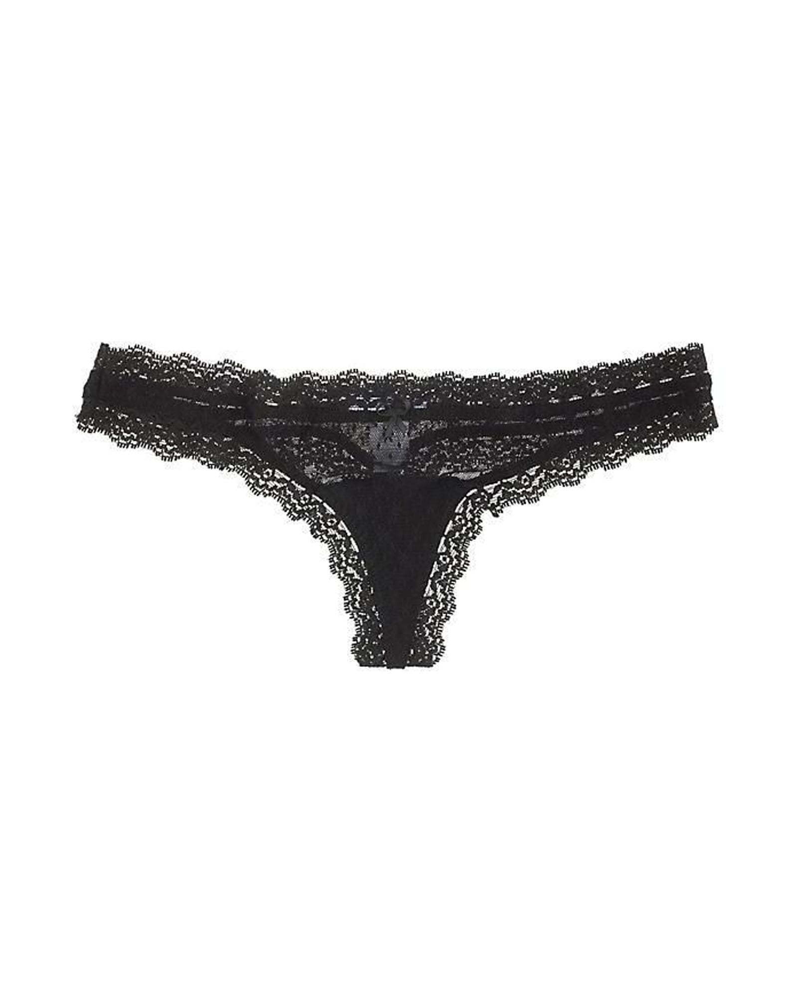 Eberjey Delirious Lace Low-Rise Thong in black