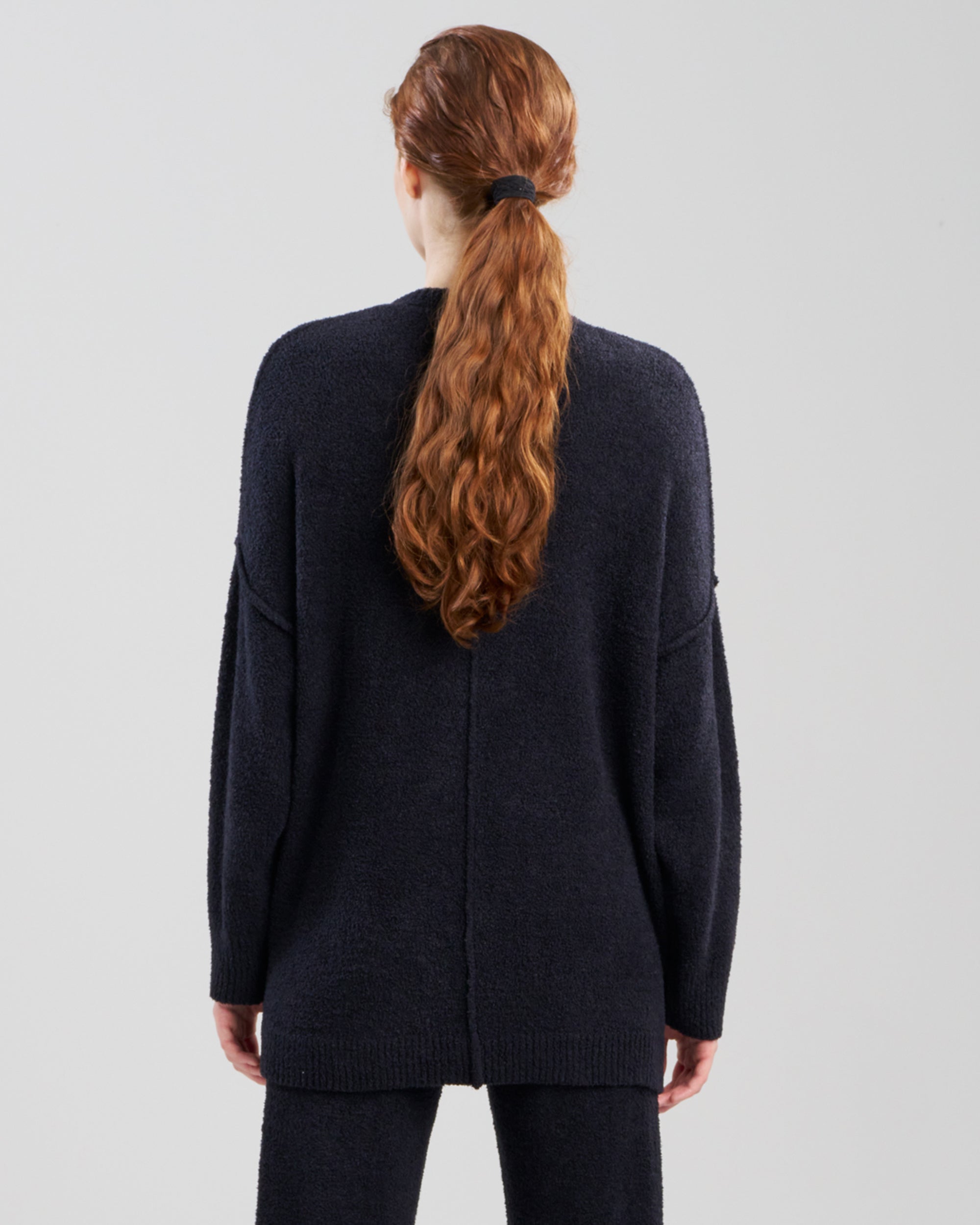 Natori Cozy Luxe V Neck Long Sleeve Top in black