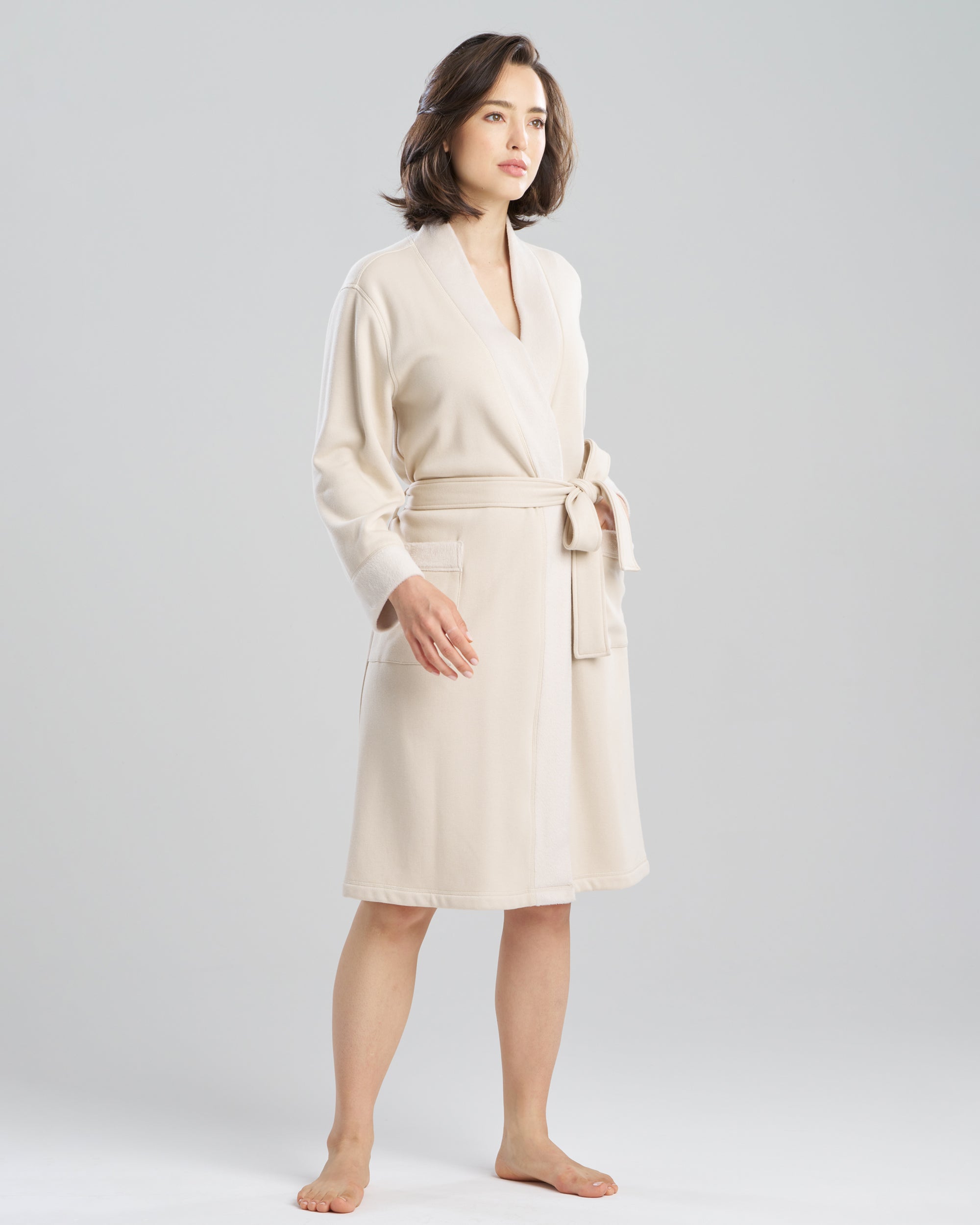 Natori Cozy Knit Robe in white