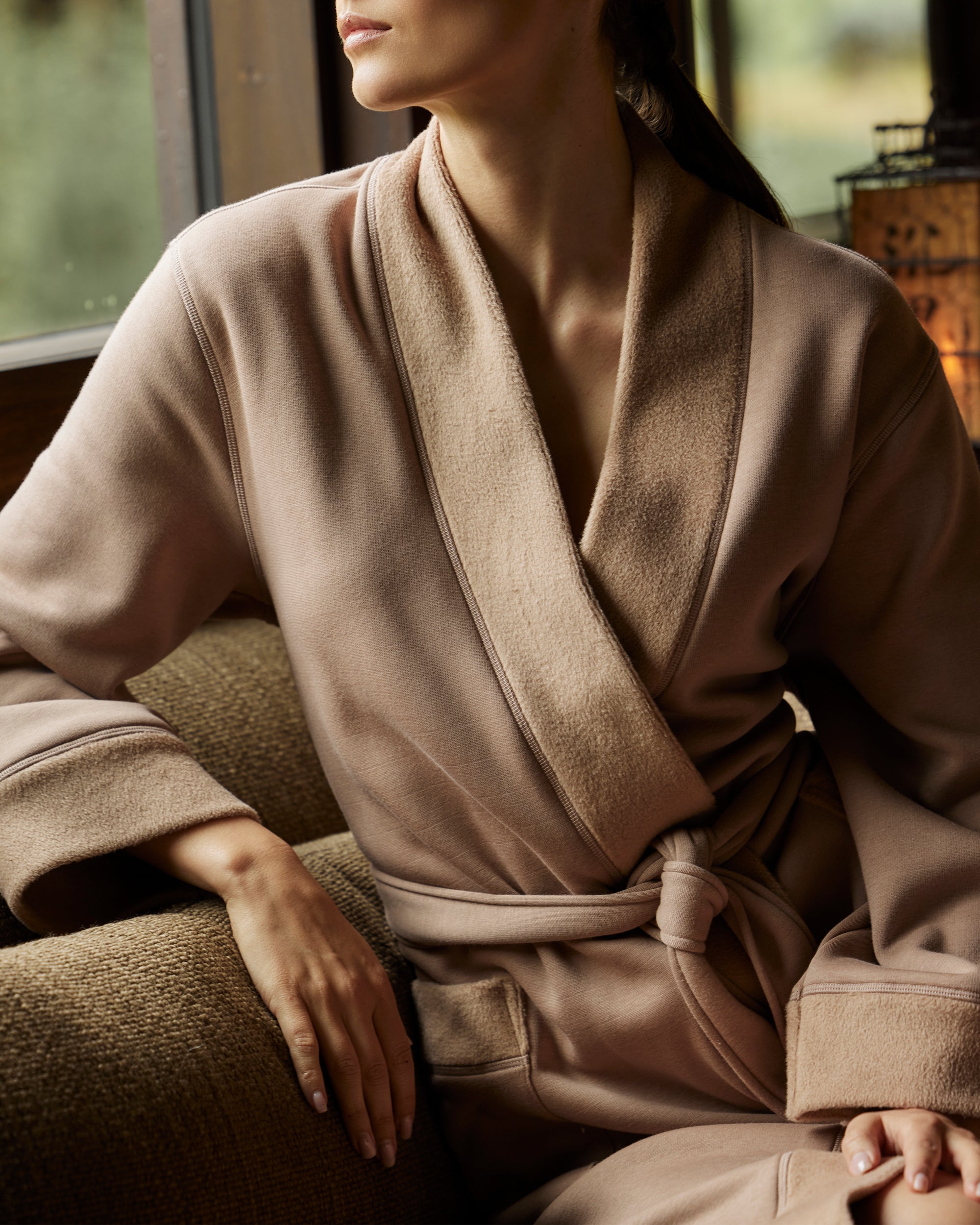 Natori Cozy Knit Robe in brown