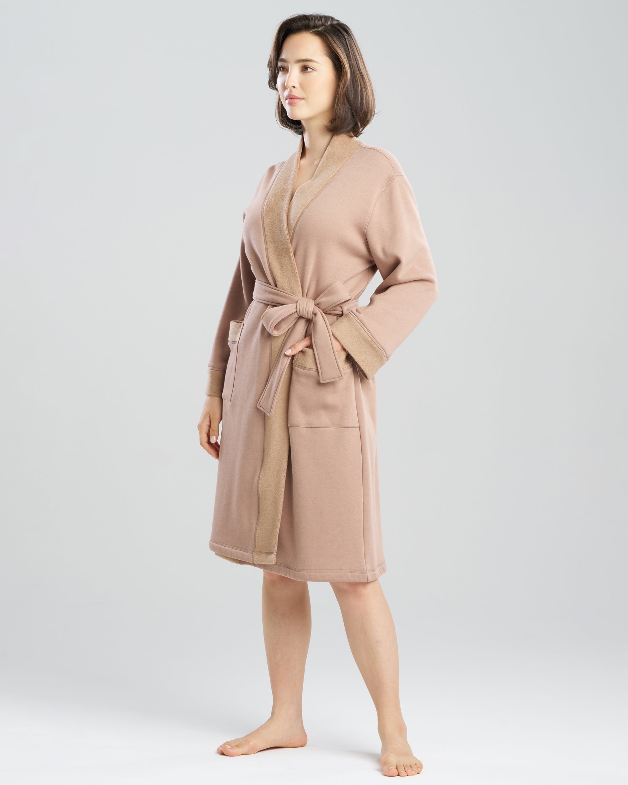 Natori Cozy Knit Robe in brown