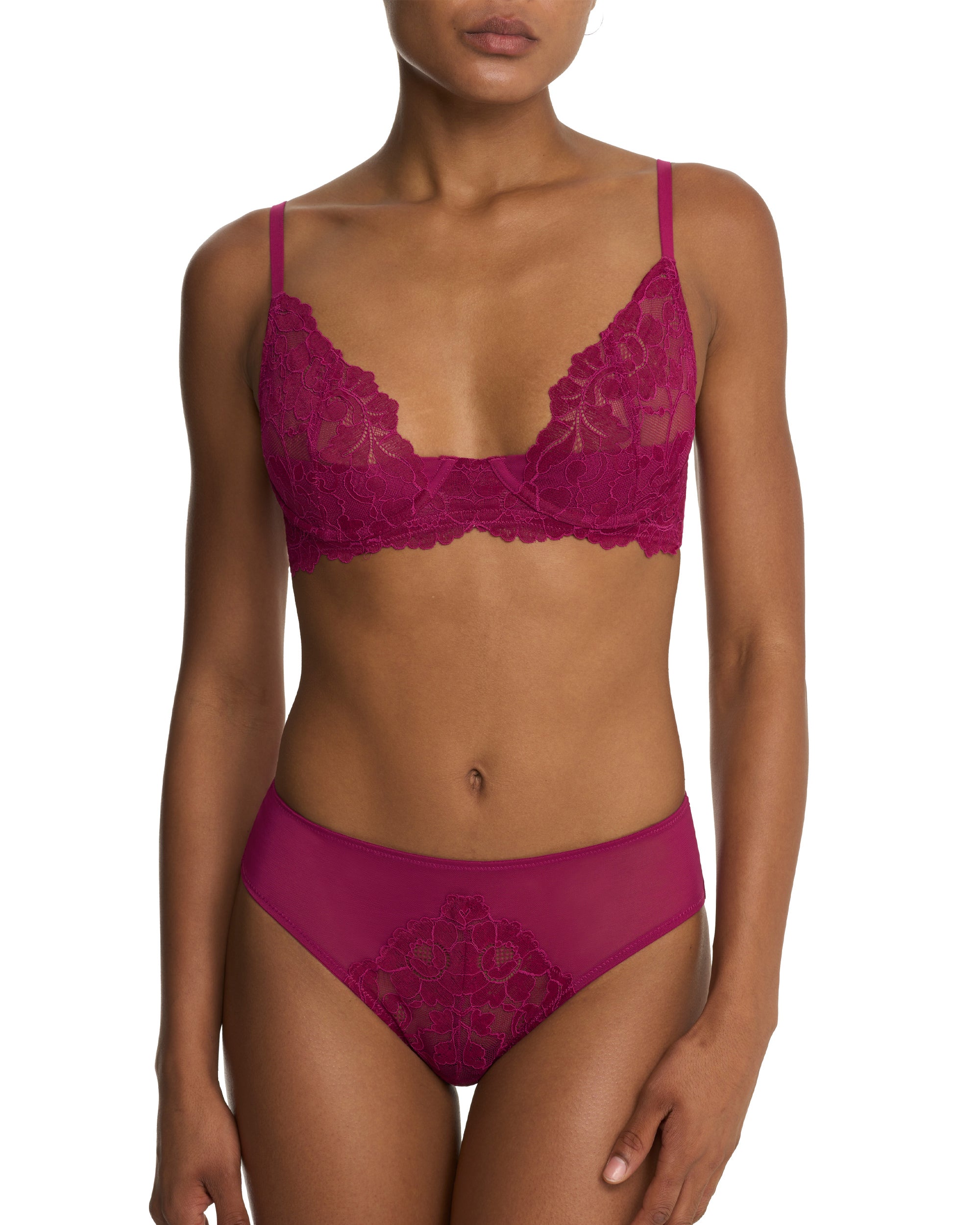 Natori Peony Unlined Underwire Bra in red