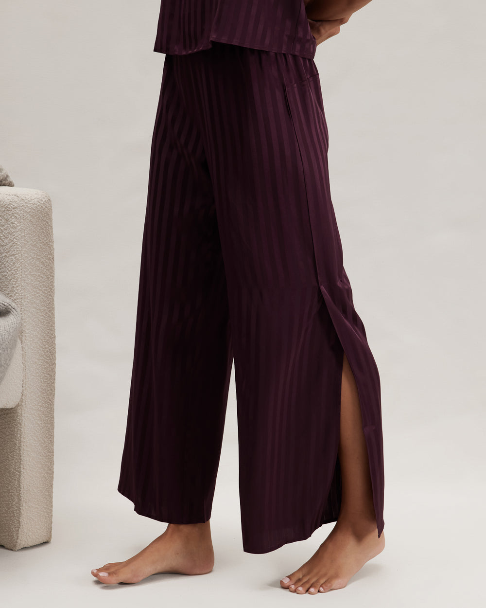 Lunya Washable Silk Striped Jacquard Cami Pant Set in red