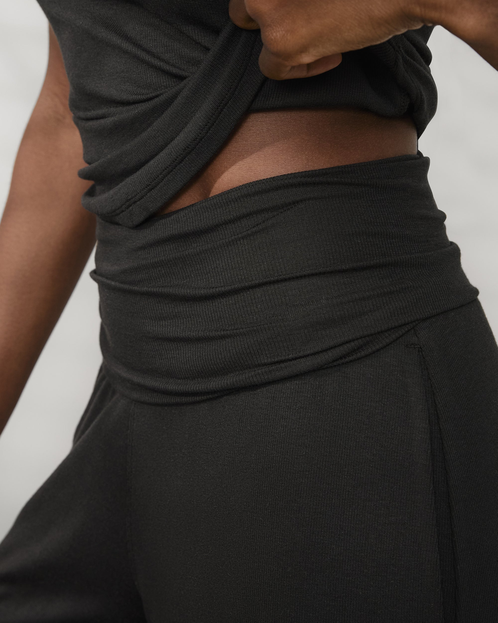 Lunya Soft Modal Foldover pant in black
