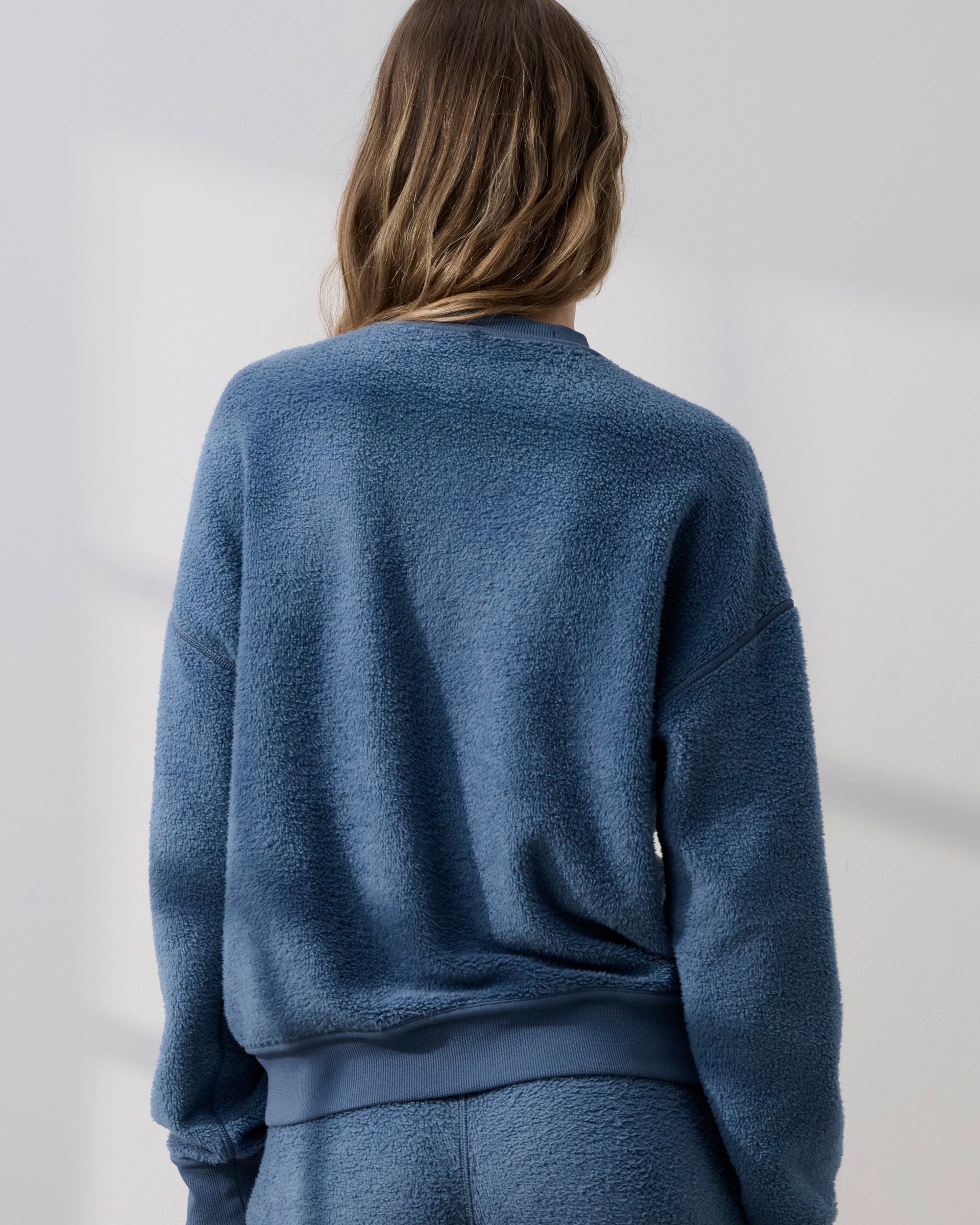 Lunya Silksweats Midweight Reversible Crew Neck Sweatshirt in blue