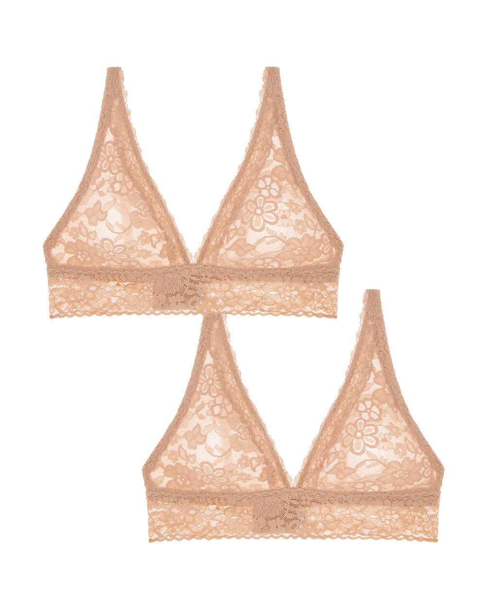 Journelle Lace Plunge Bralette 2 Pack in beige