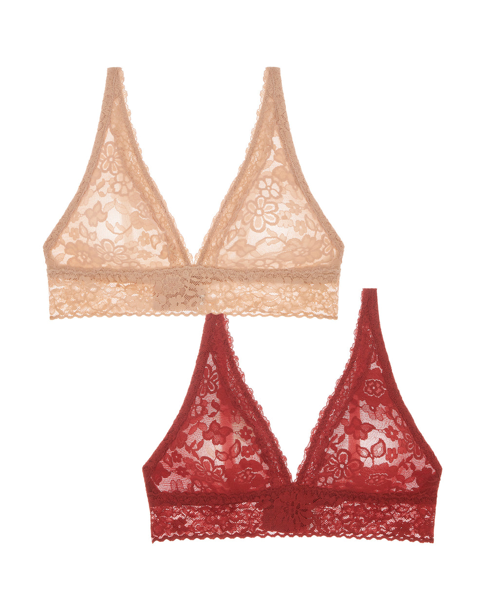 Journelle Lace Plunge Bralette 2 Pack in beige