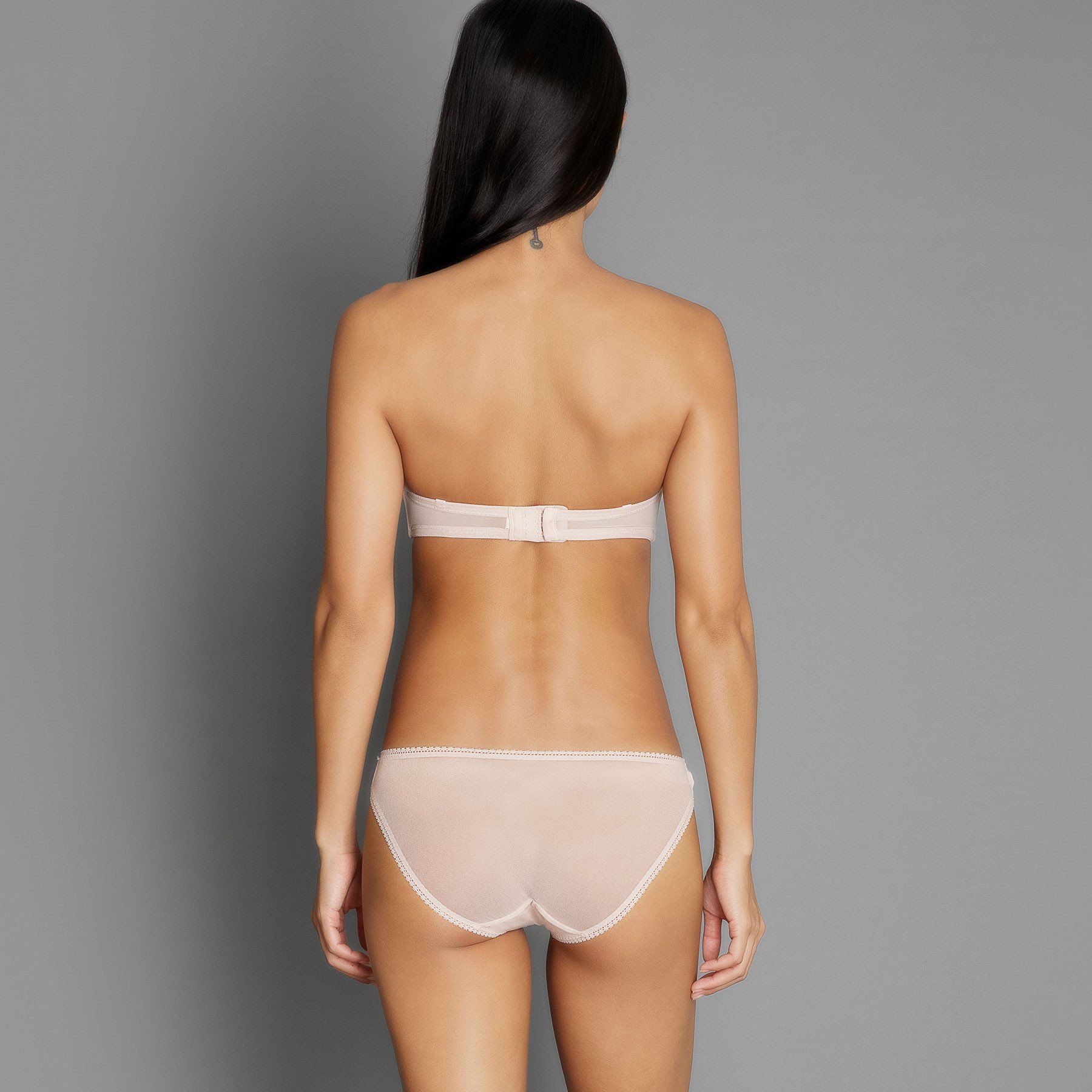 OnGossamer Mesh Push-Up Strapless Bra in beige