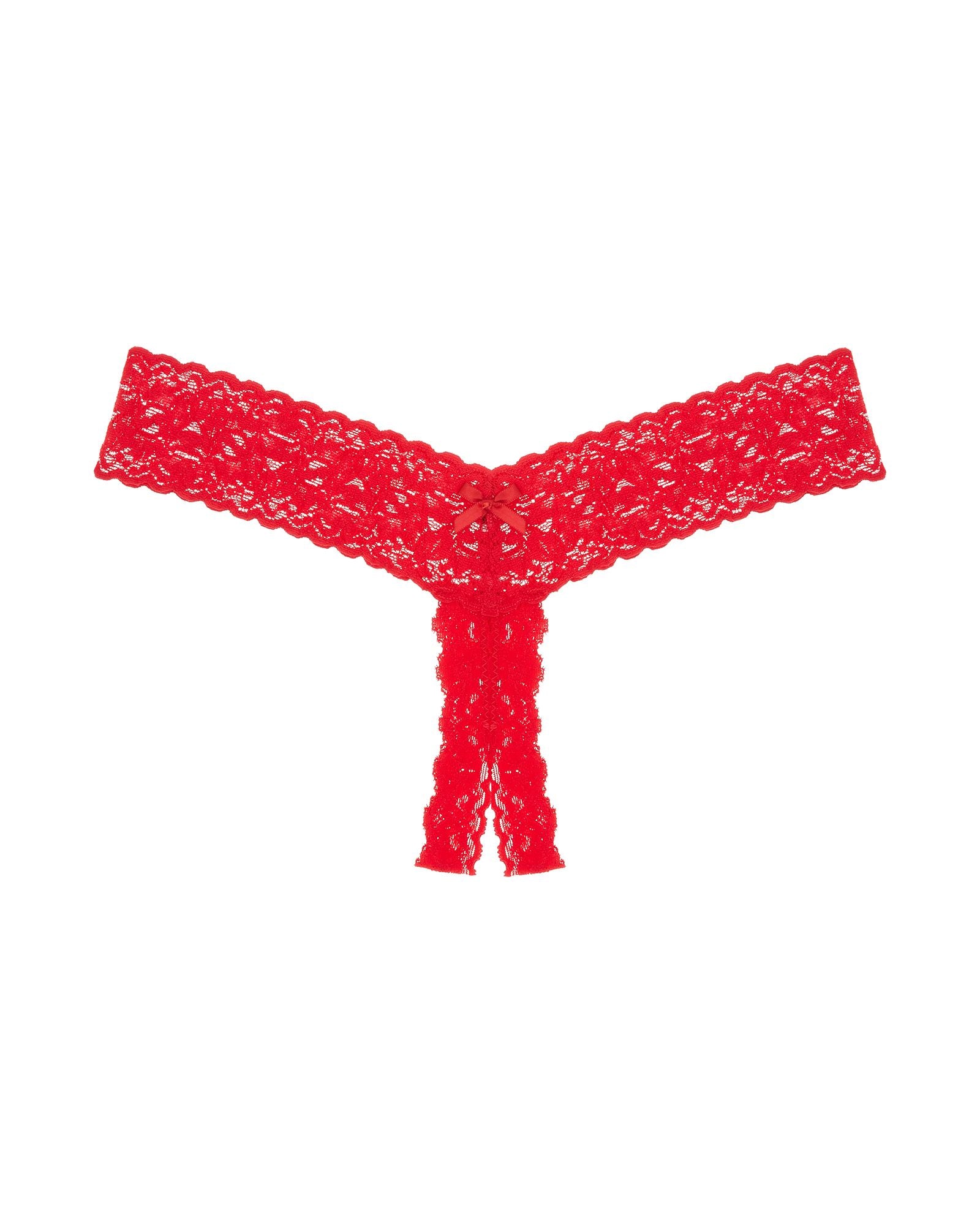 Hanky Panky Signature Lace Open Crotch Low Rise Thong in red