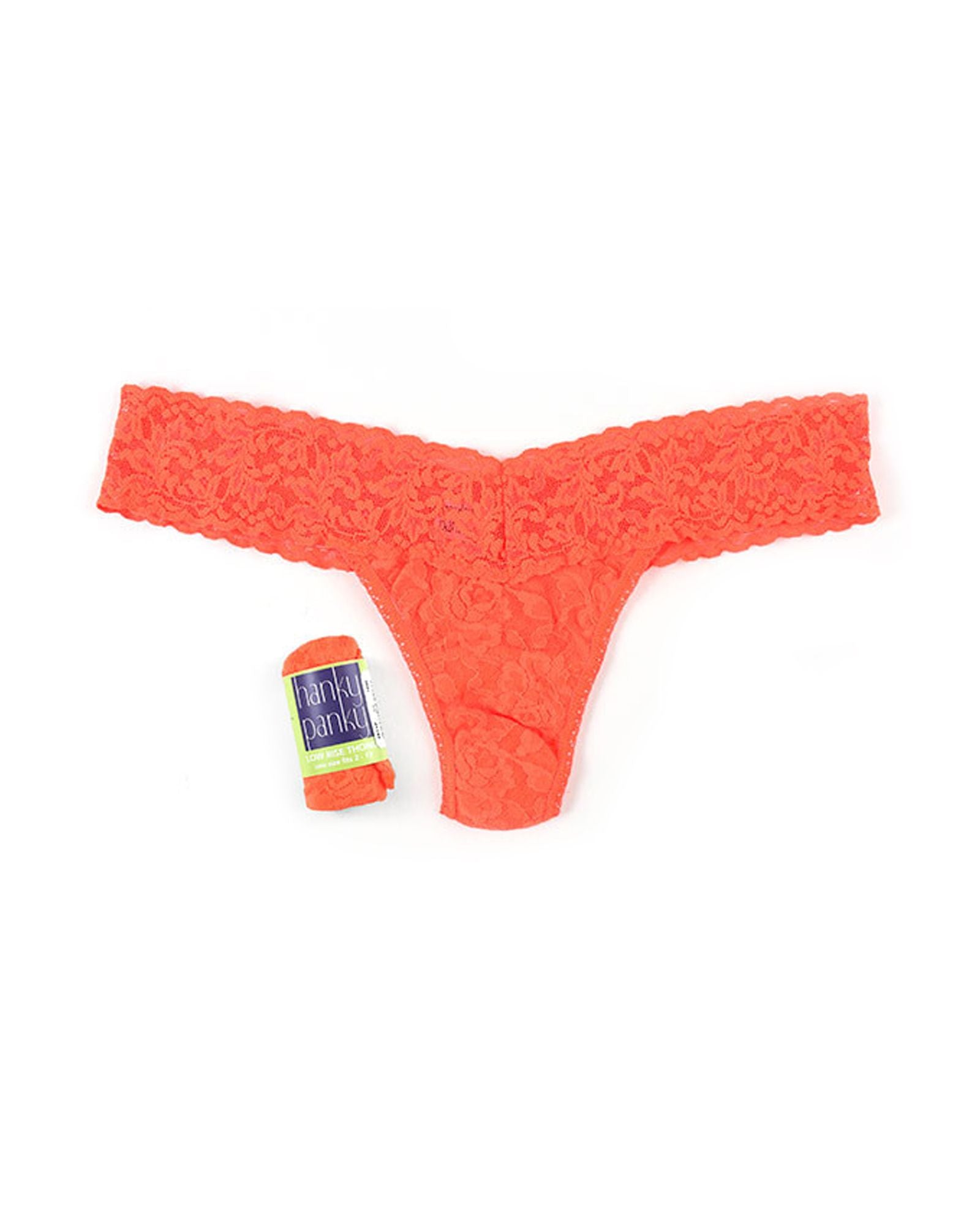 Hanky Panky Signature Lace Low-Rise Thong (Rolled) in orange
