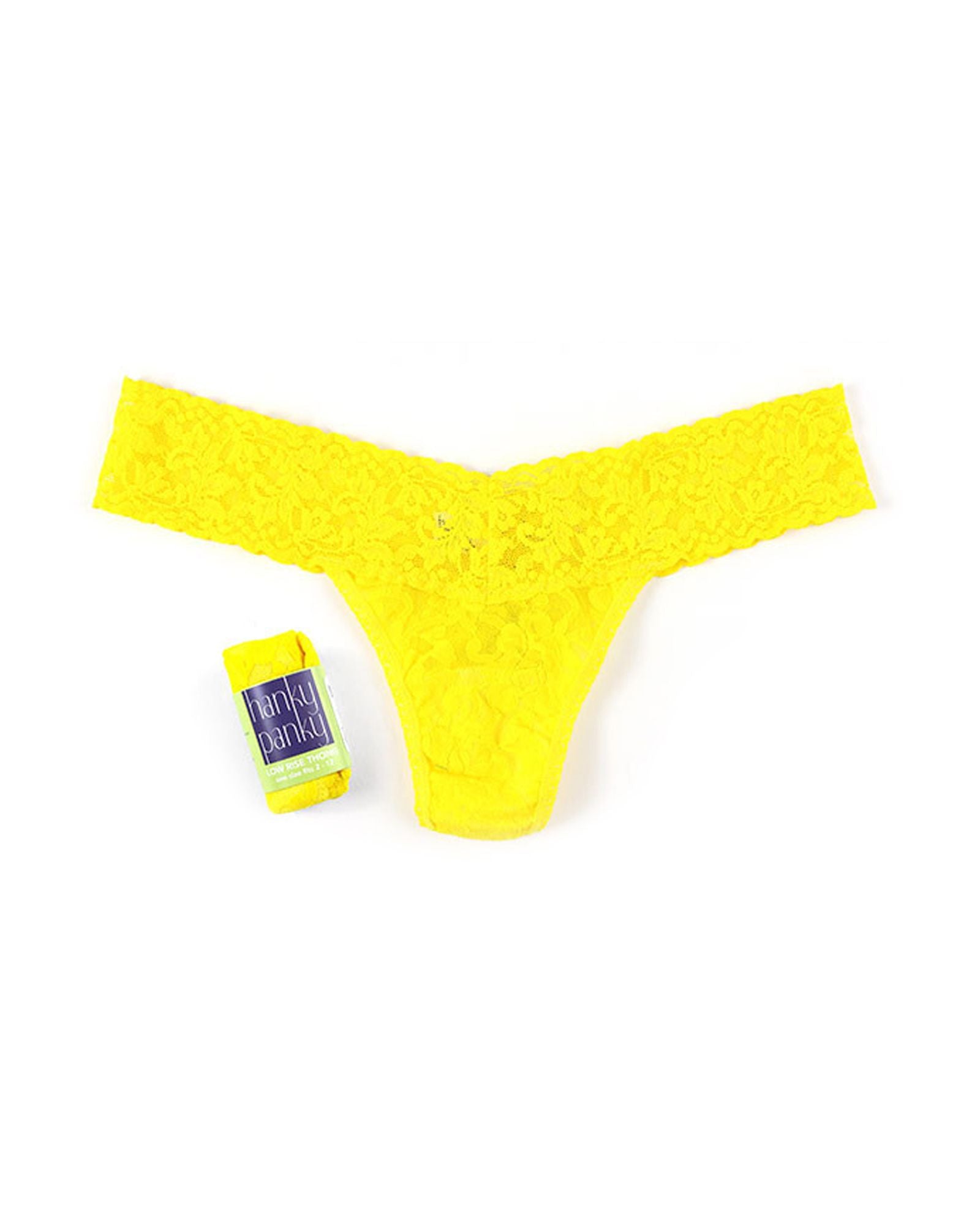 Hanky Panky Signature Lace Low-Rise Thong (Rolled) in yellow