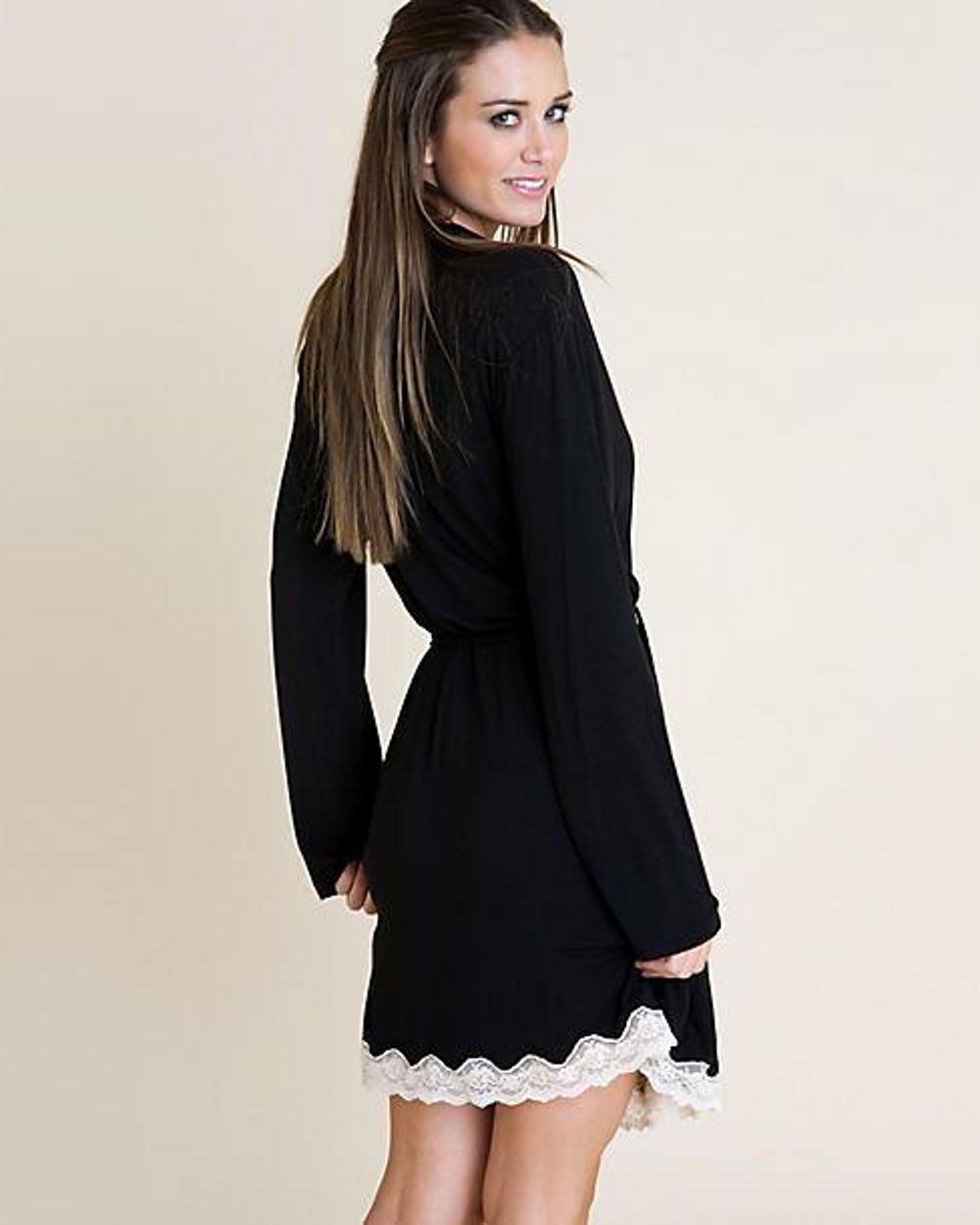 Eberjey Lady Godiva Classic Robe in black