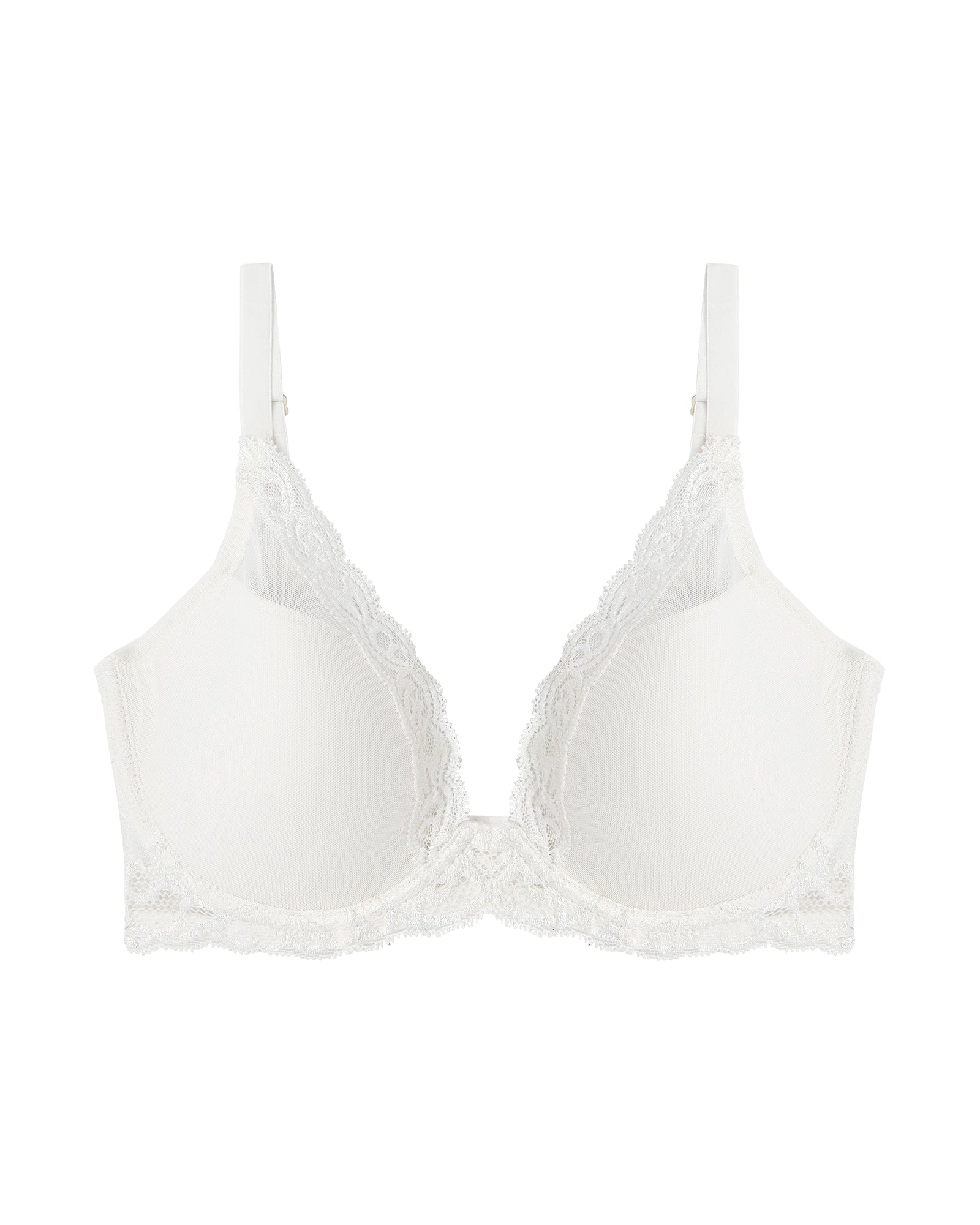 Natori Feathers Contour Plunge Bra in white