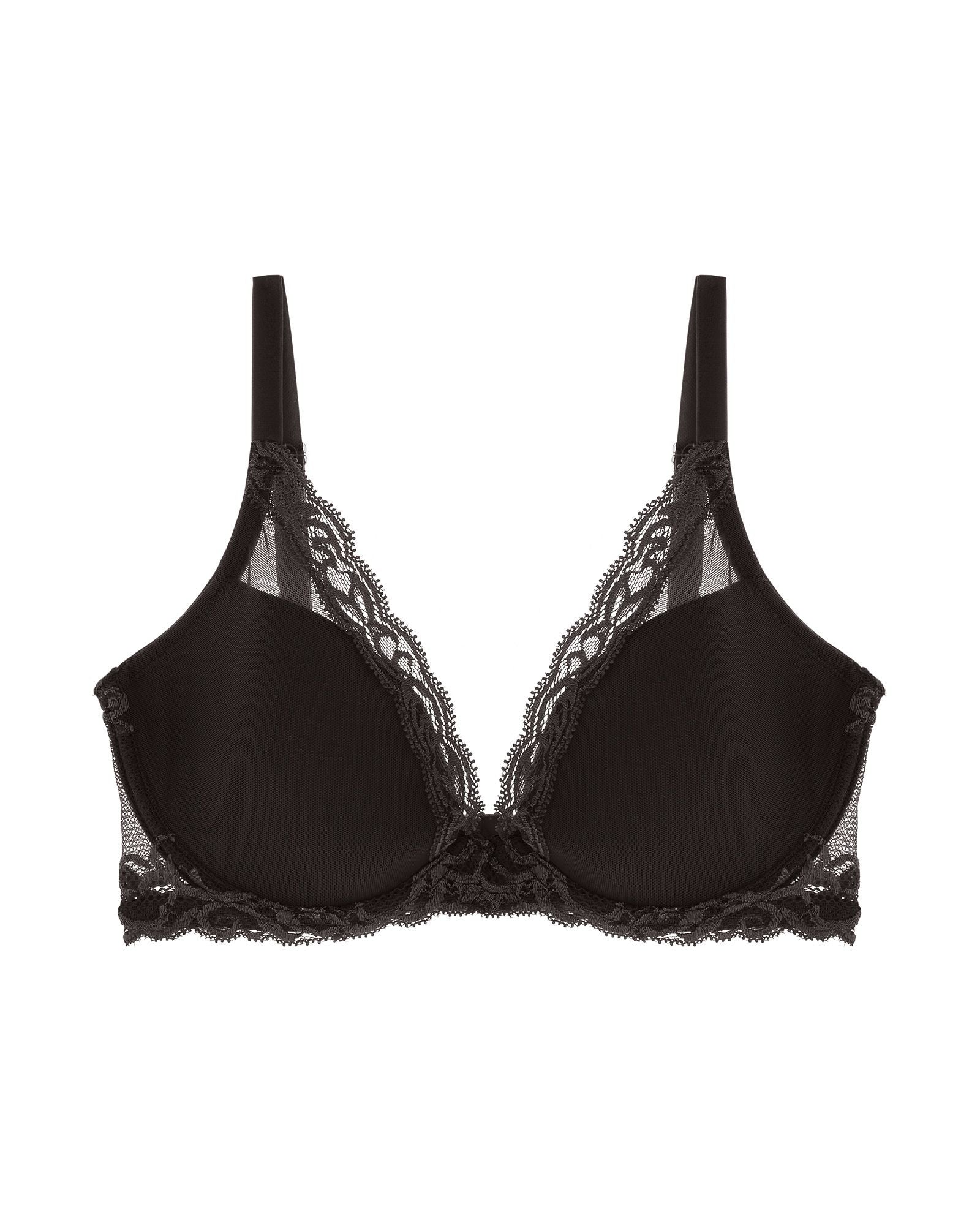 Natori Feathers Contour Plunge Bra in black