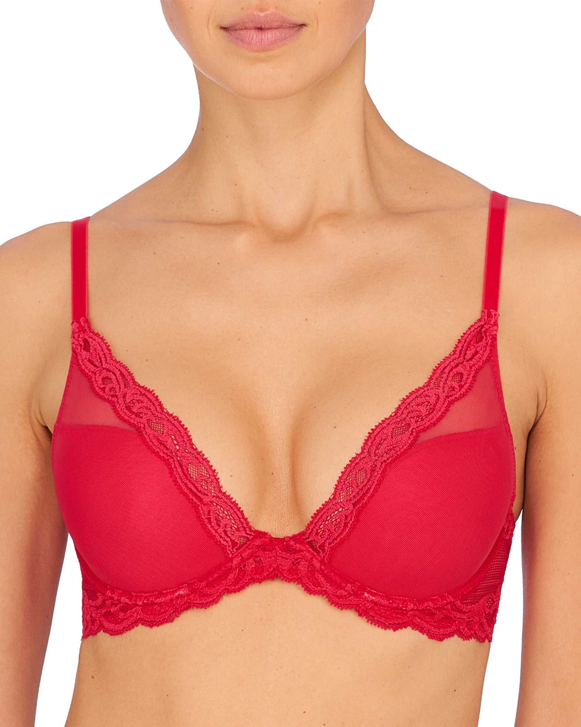 Natori Feathers Contour Plunge Bra in pink