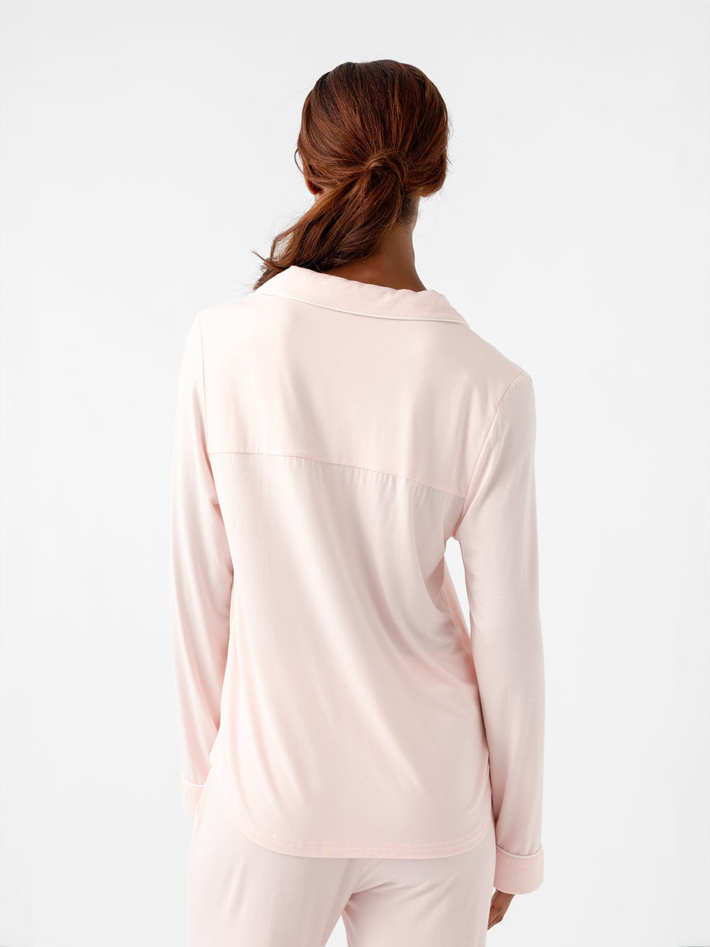 Women's Bamboo Stretch-Knit Long Sleeve Pajama Top - Tall in black | Cozy Earth