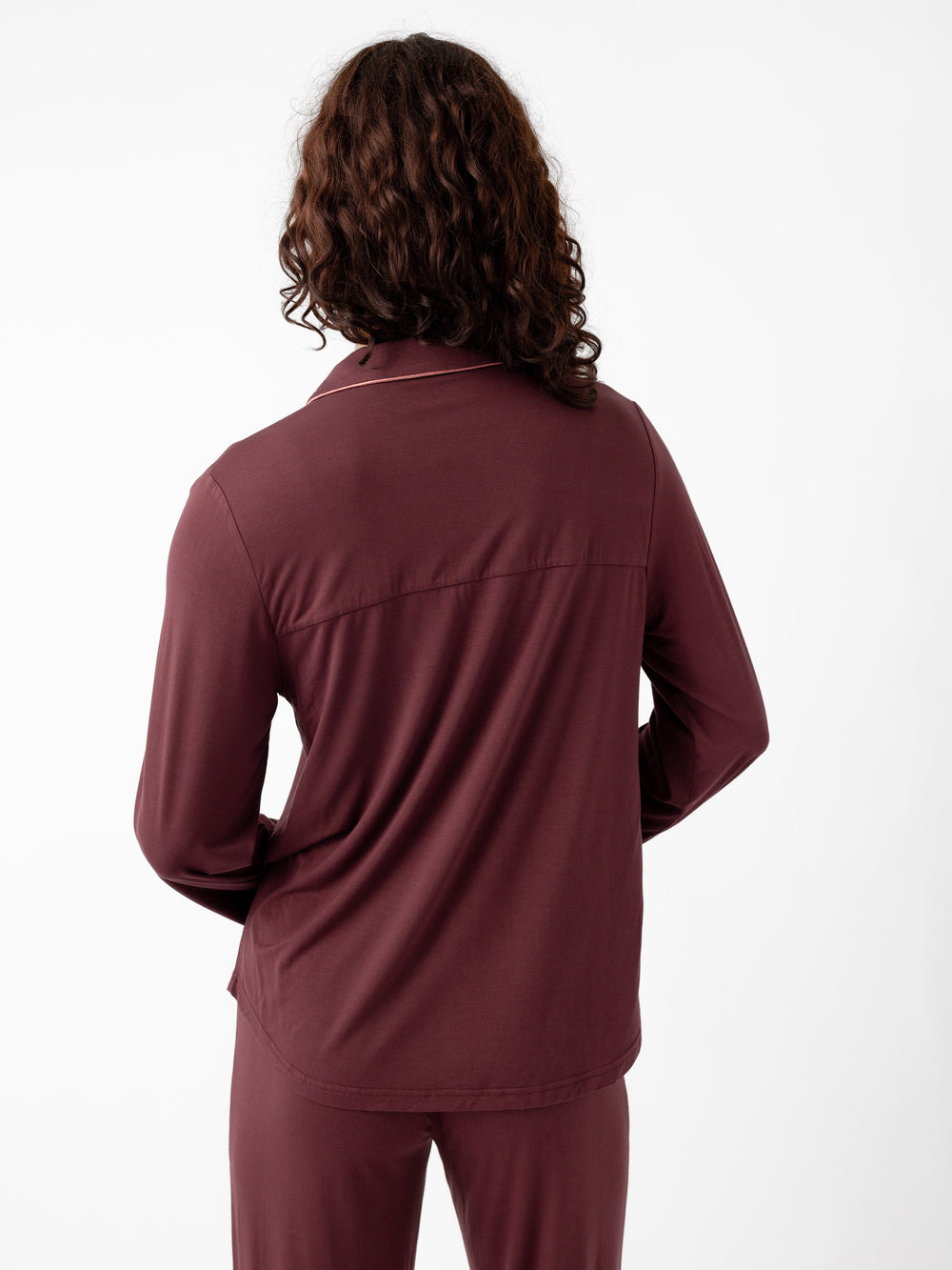 Women's Bamboo Stretch-Knit Long Sleeve Pajama Top (Collective) in blue | Cozy Earth