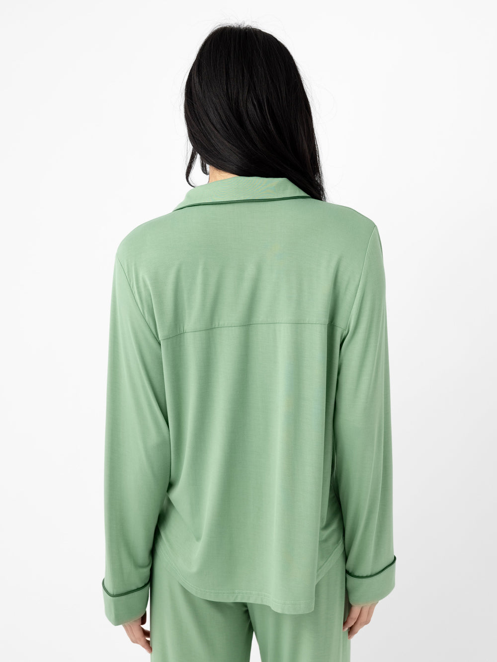Women's Bamboo Stretch-Knit Long Sleeve Pajama Top (Collective) in blue | Cozy Earth