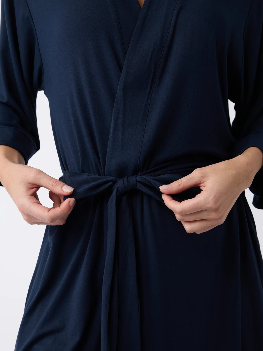Women's Bamboo Stretch-Knit Kimono Robe in gray | Cozy Earth