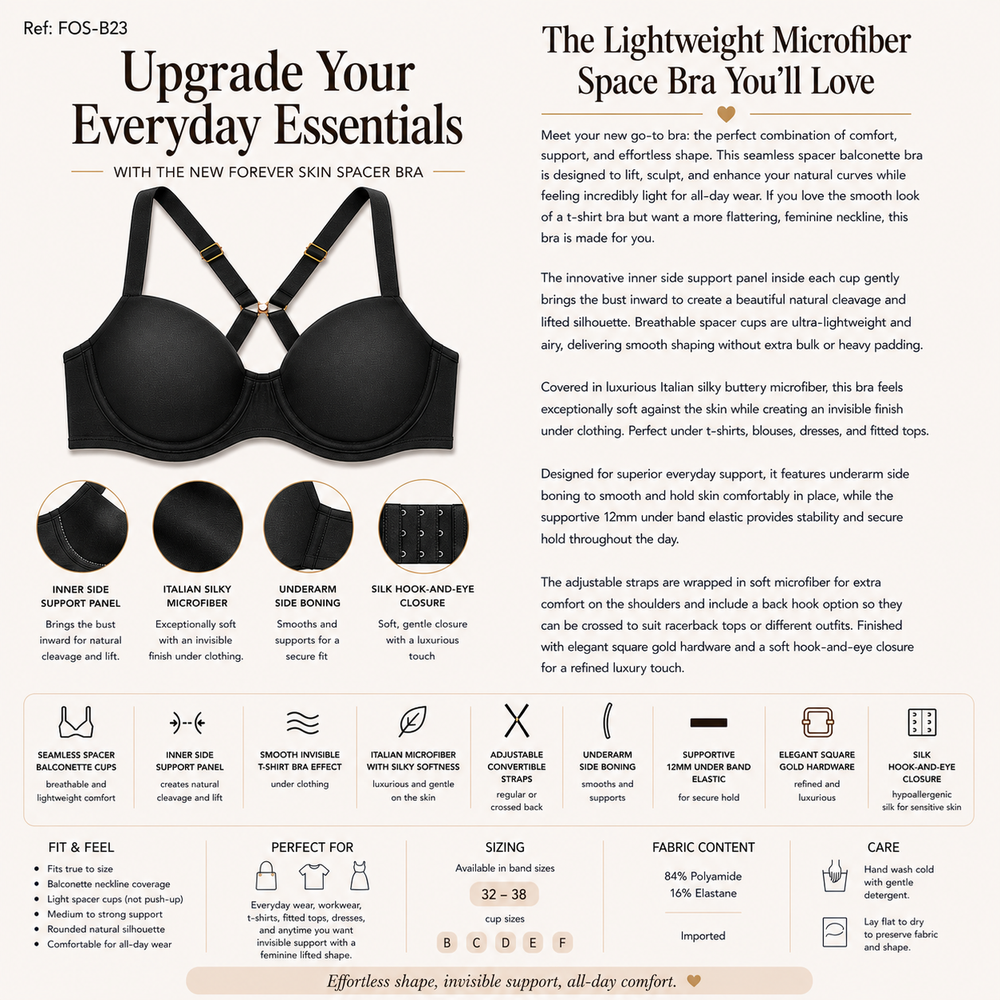 ☁️ FOS-B23- Lightweight Microfiber Spacer Bra in pink | huit-lingerie