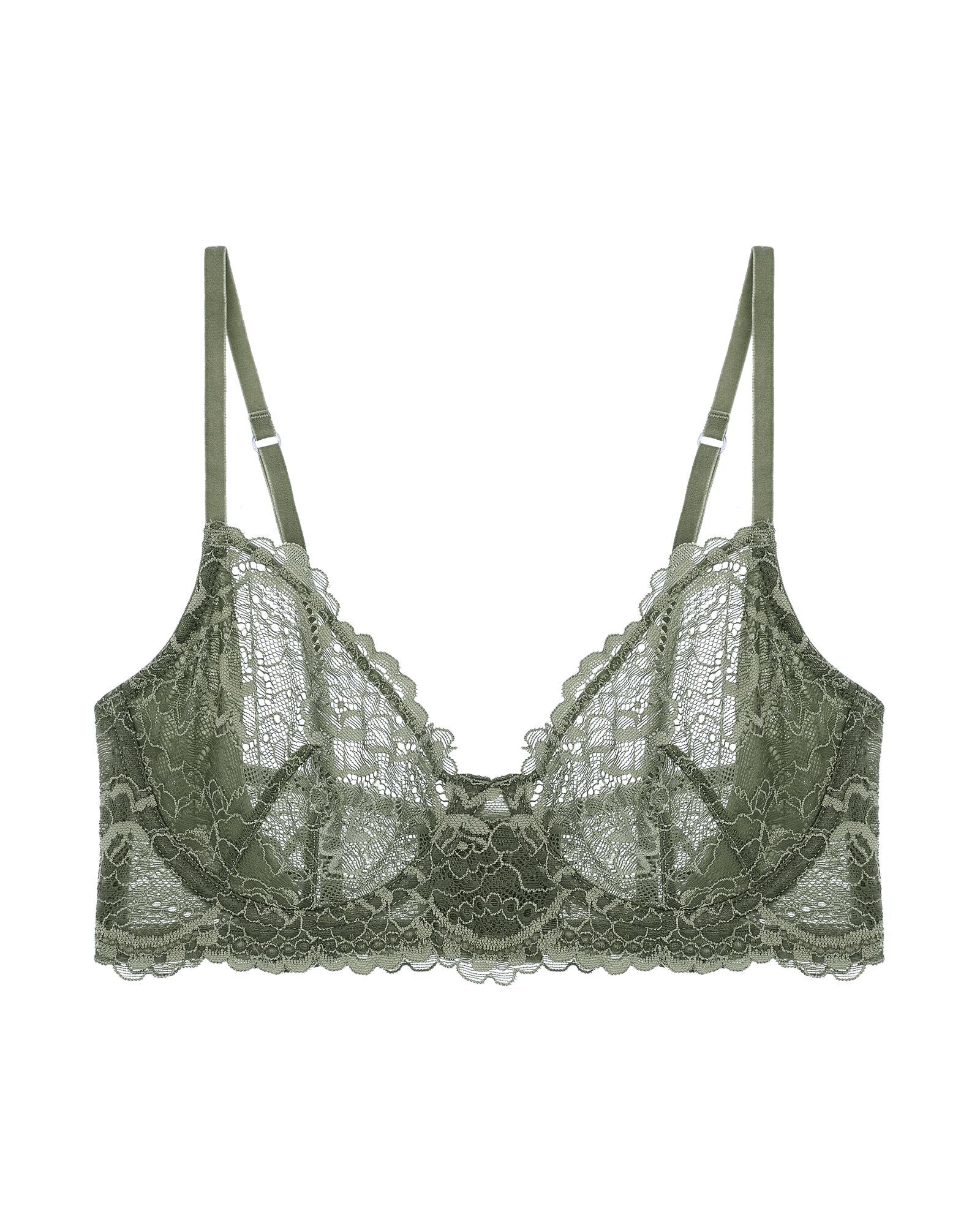 Samantha Chang All Lace Underwire Bra in green