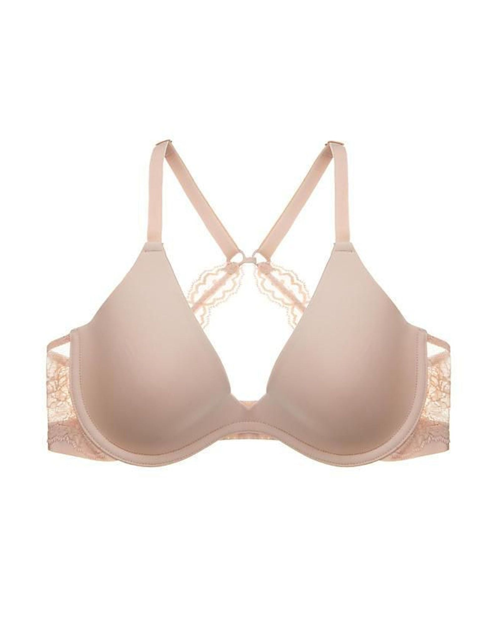 OnGossamer Beautifully Basic Plunge Bra in beige