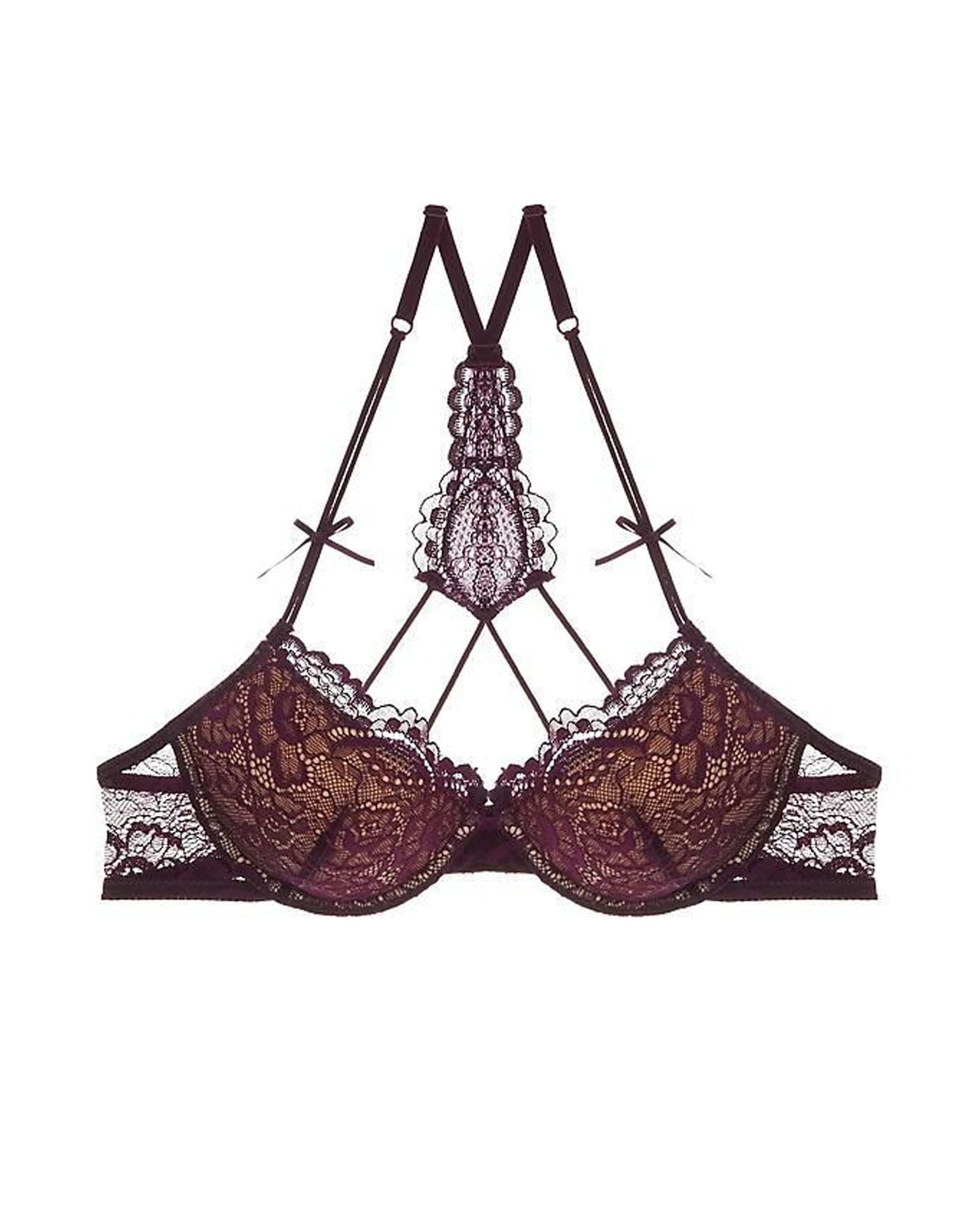 Samantha Chang All Lace Underwire T-Back Bra in purple