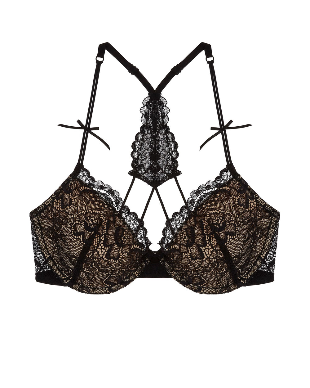 Samantha Chang All Lace Underwire T-Back Bra in black