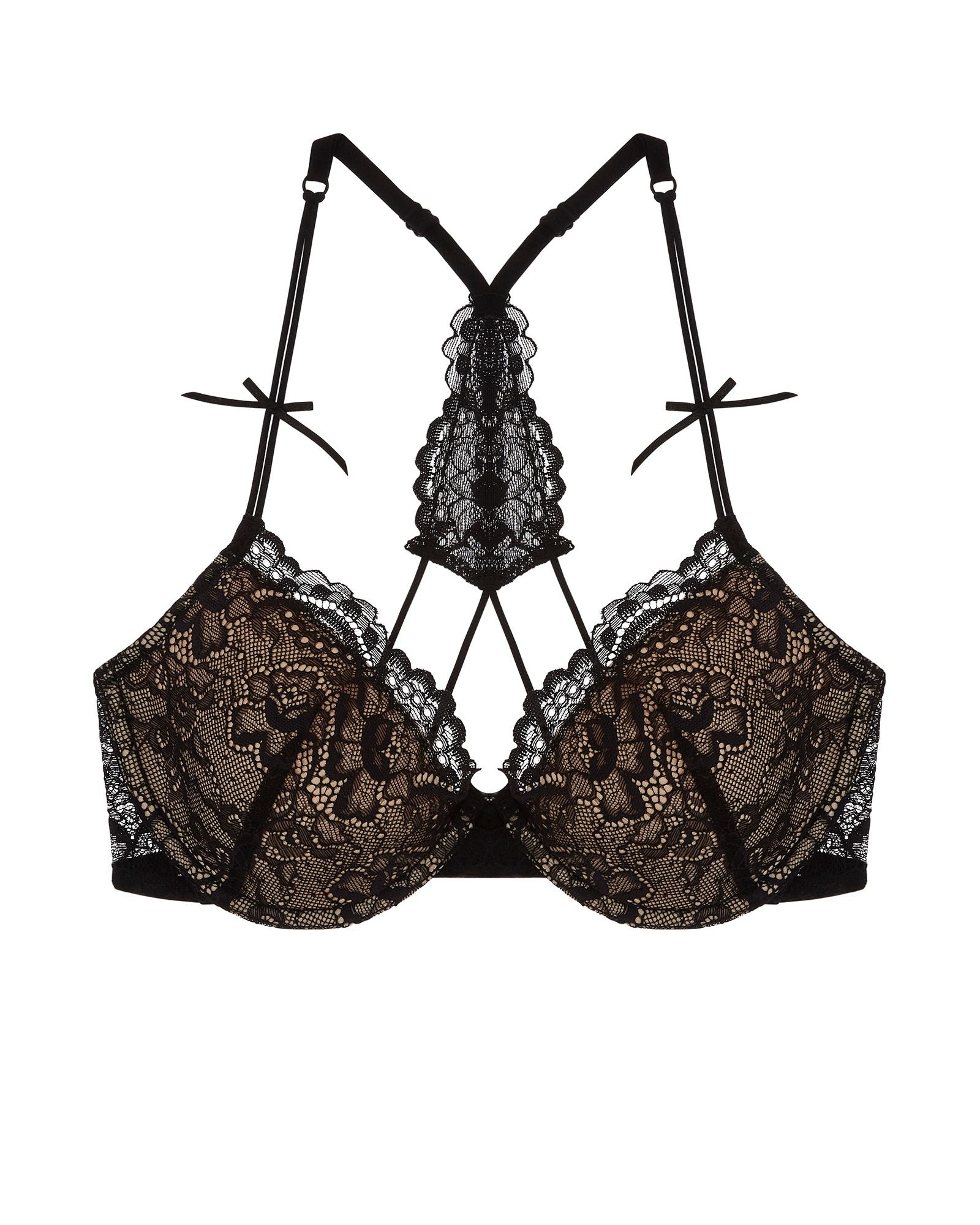 Samantha Chang All Lace Underwire T-Back Bra in black